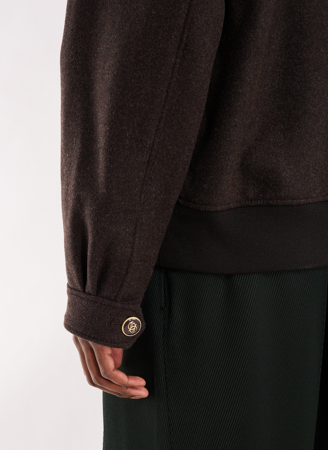 The Jacket with Contrasting Collar in Mixed Wool DROLE DE MONSIEUR Brown