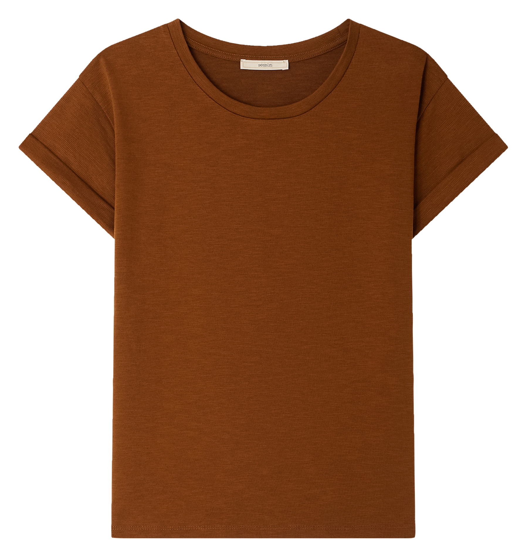 Tee-shirt col rond en coton mélangé albano SESSUN Marron