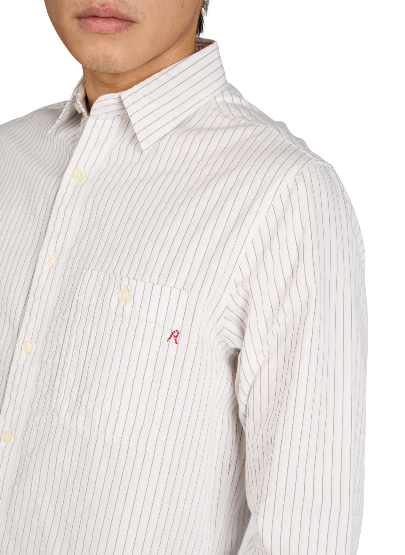 Classic collar shirt with striped pattern in cotton REPLAY White