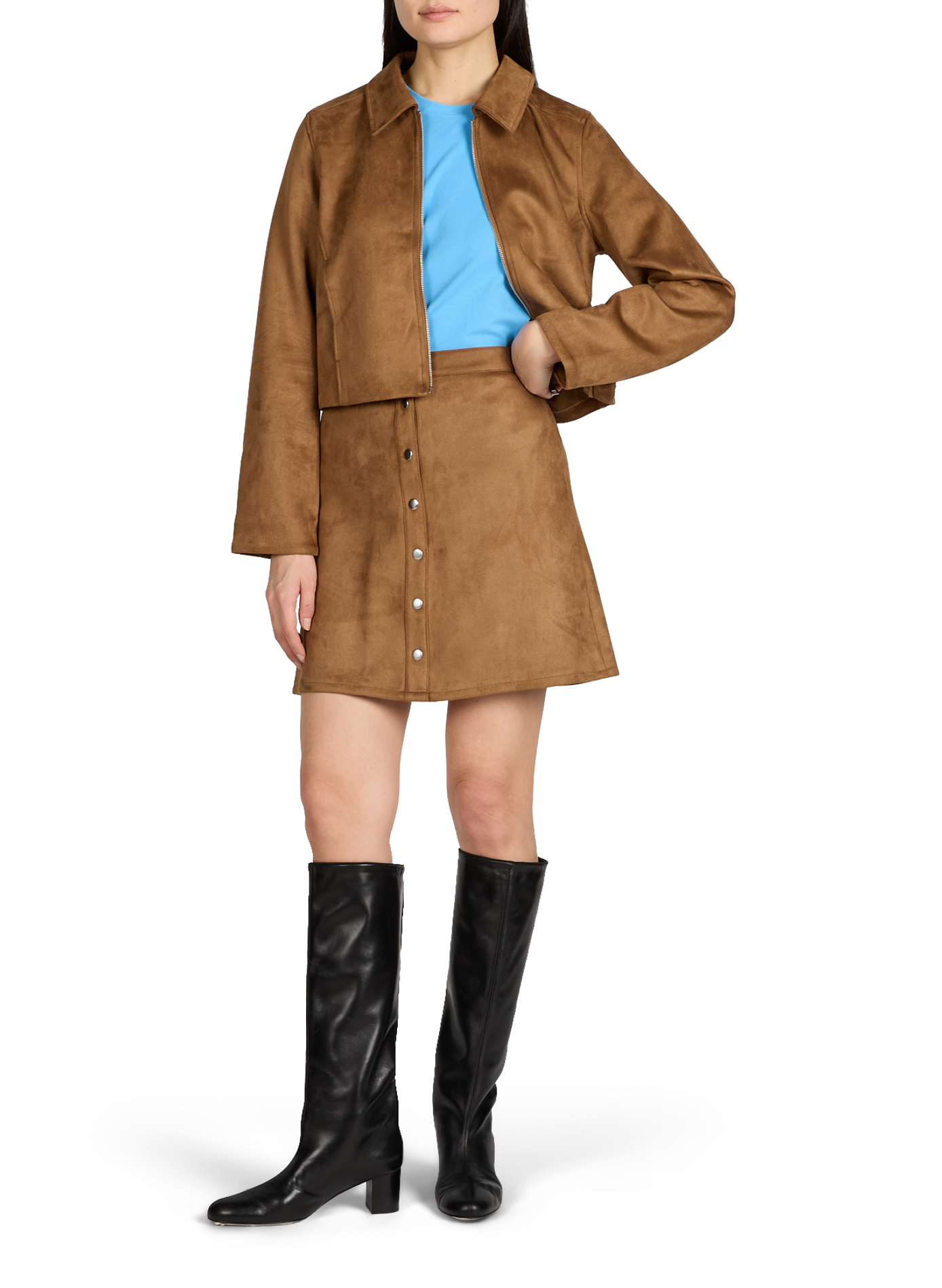 Jupe coupe trapèze suede VILA Marron