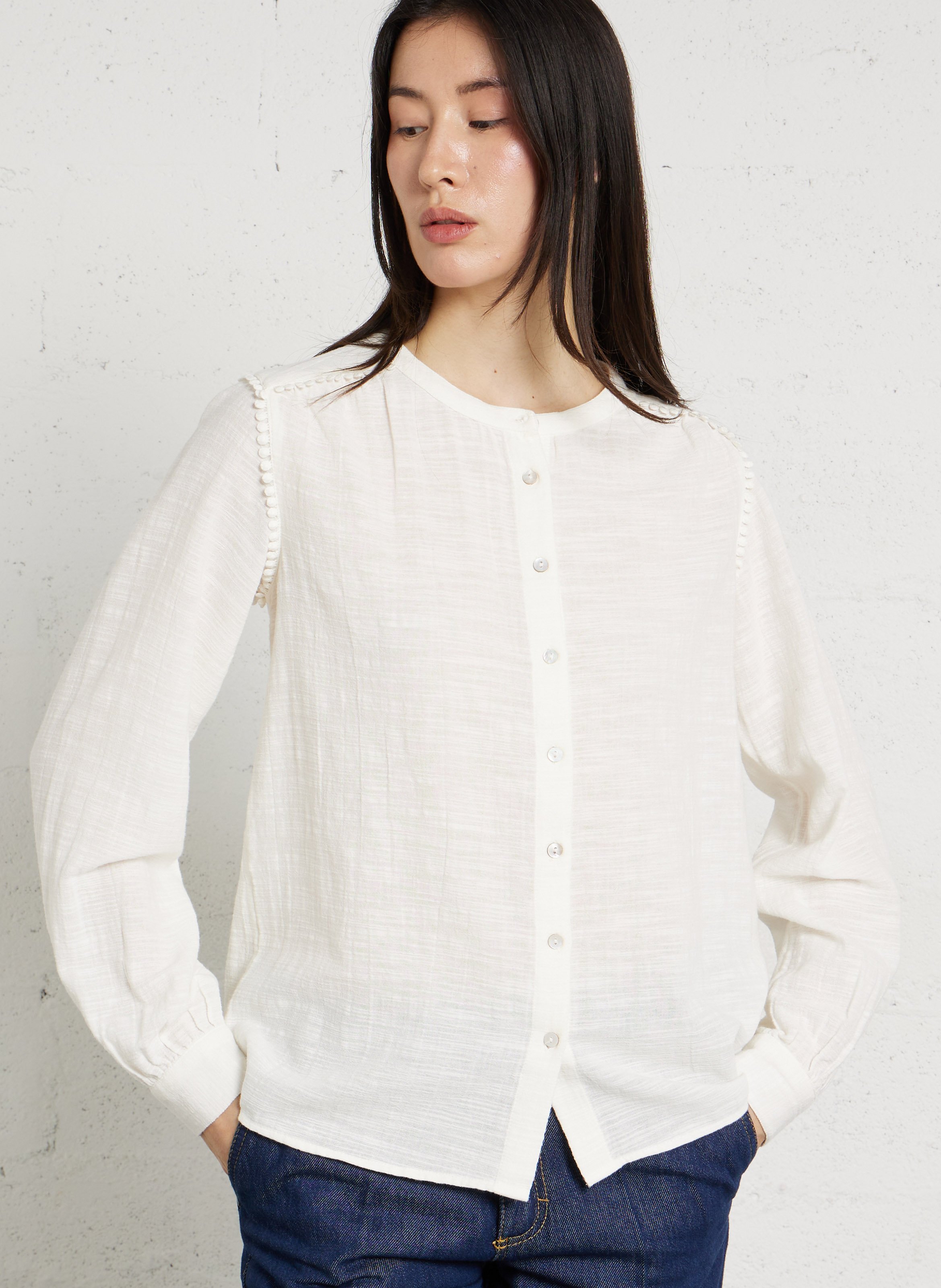 Chemise col rond en coton dalia MAISON 123 Beige