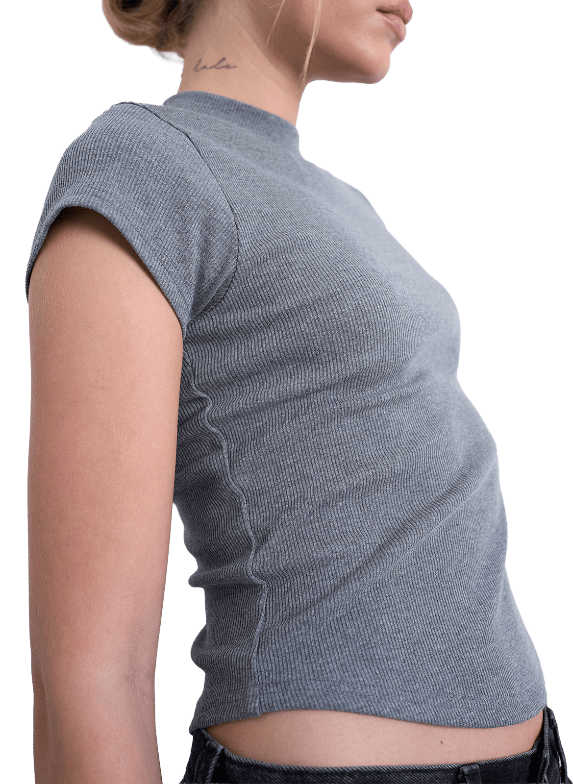 Cotton-blend round-neck T-shirt TOPSHOP Grey