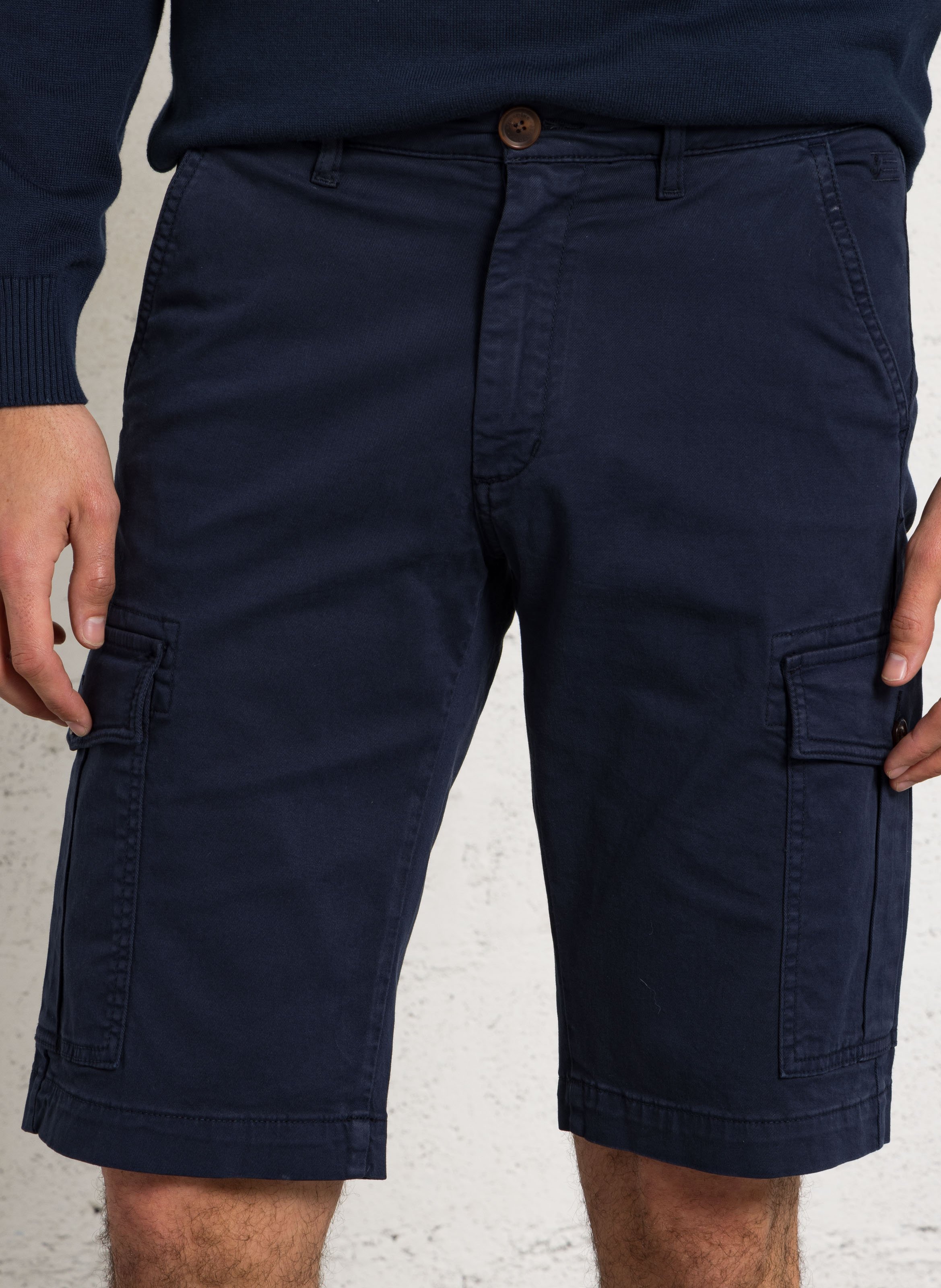 Bermuda cargo droit uni à poches ARMOR-LUX Bleu