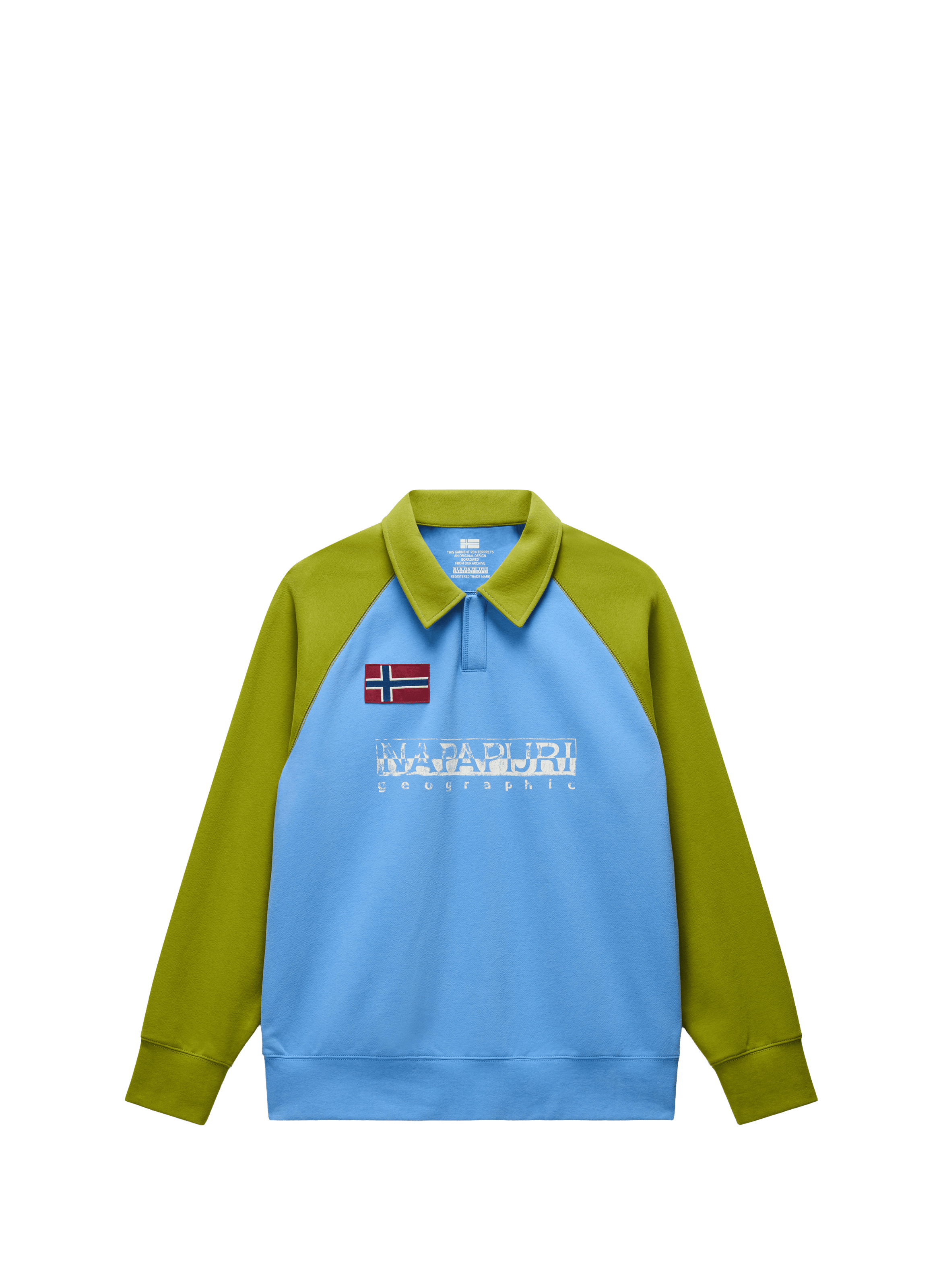 Polo manches longue à logo en coton mélangé NAPAPIJRI Bleu