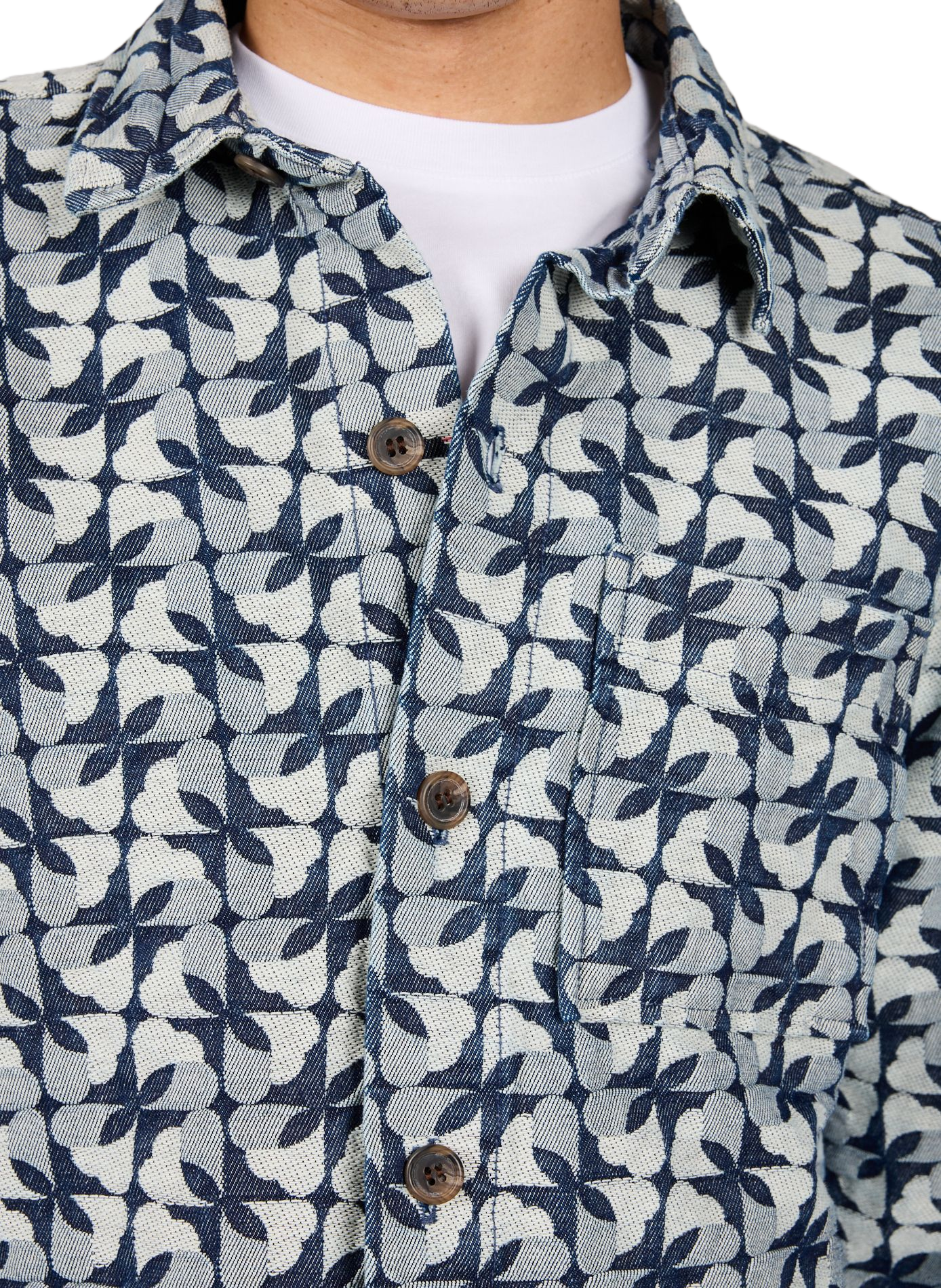 Camicia sovradimensionata in cotone stampato FAGUO Blu