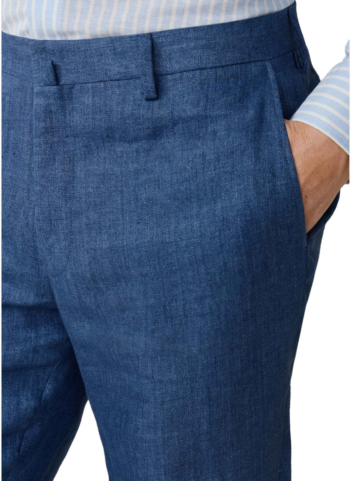 Pantalon ajusté Hopsack en lin HACKETT Bleu