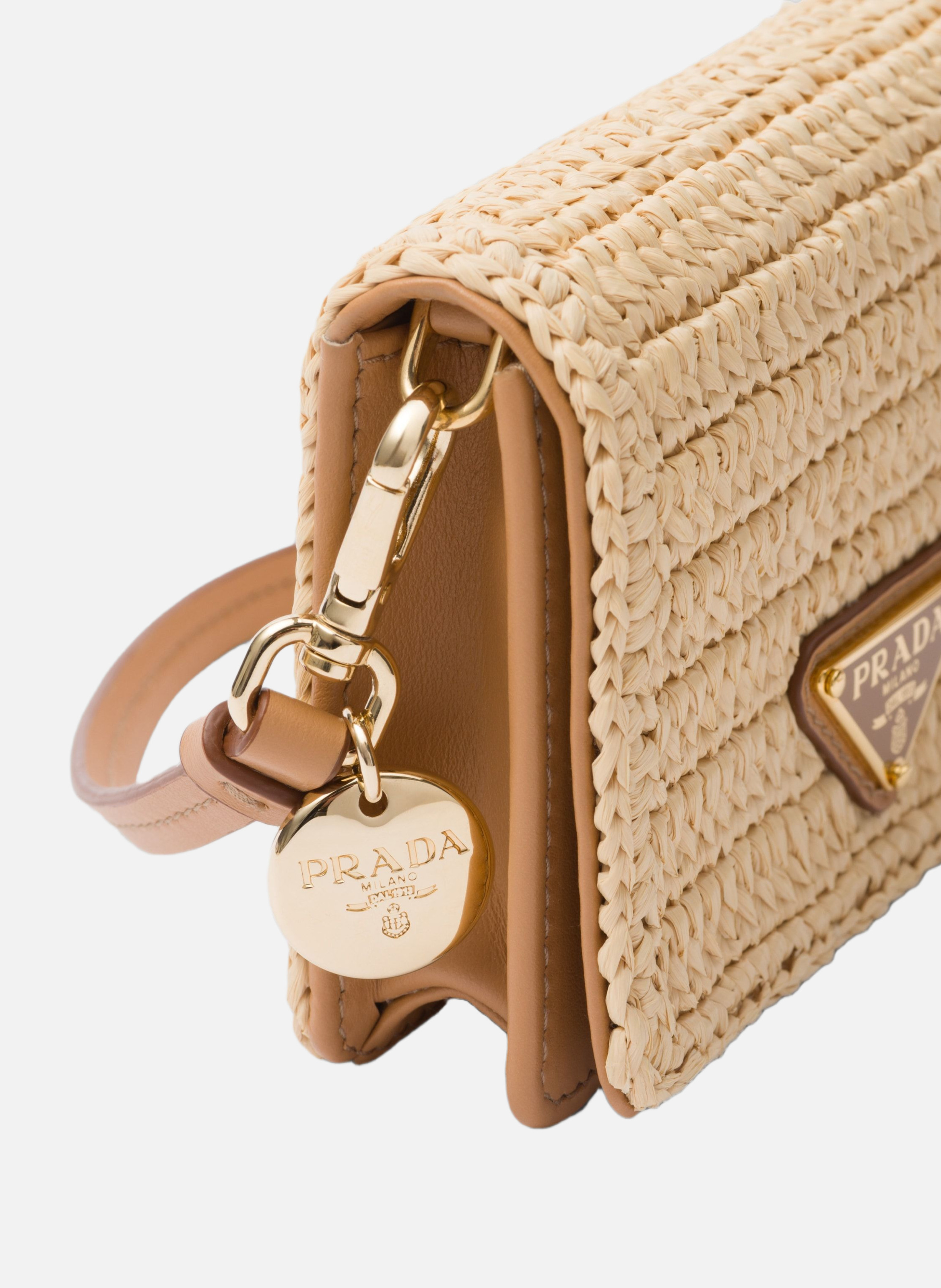 Porte-cartes en crochet avec bandoulière PRADA Beige