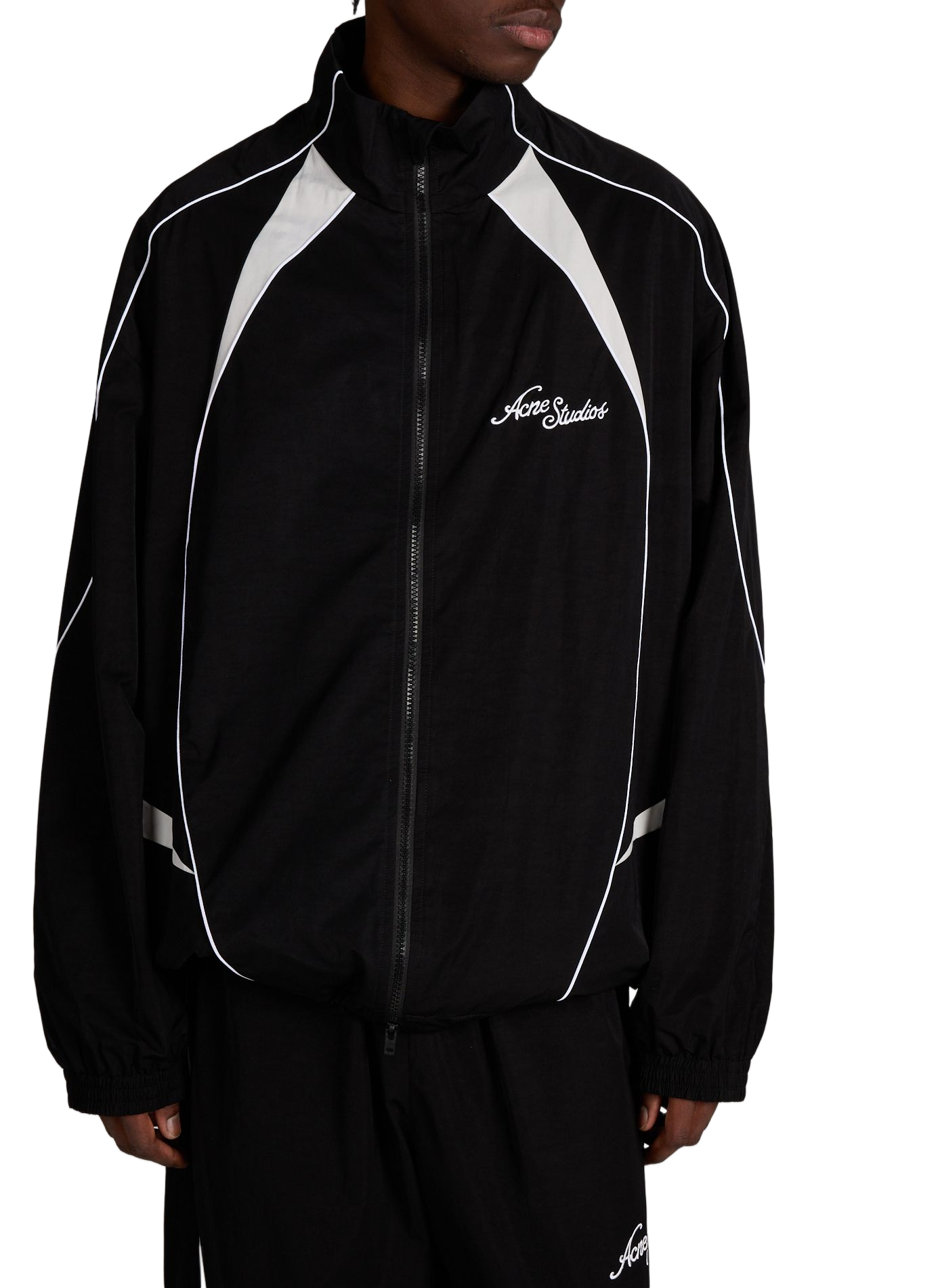 Veste de survêtement brodé à col montant ACNE STUDIOS Noir