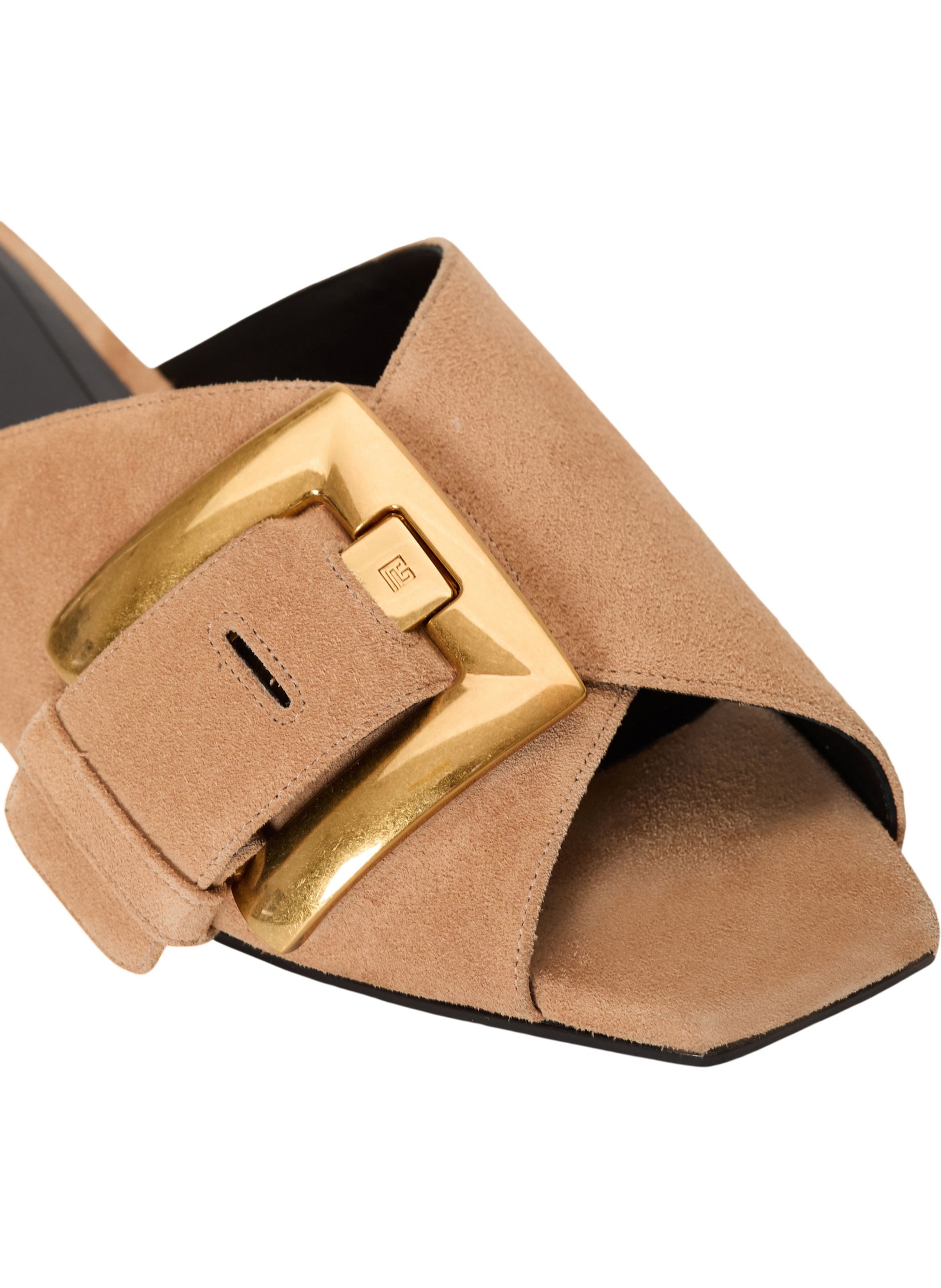 Mules anthem plates en cuir suédé BALMAIN Beige