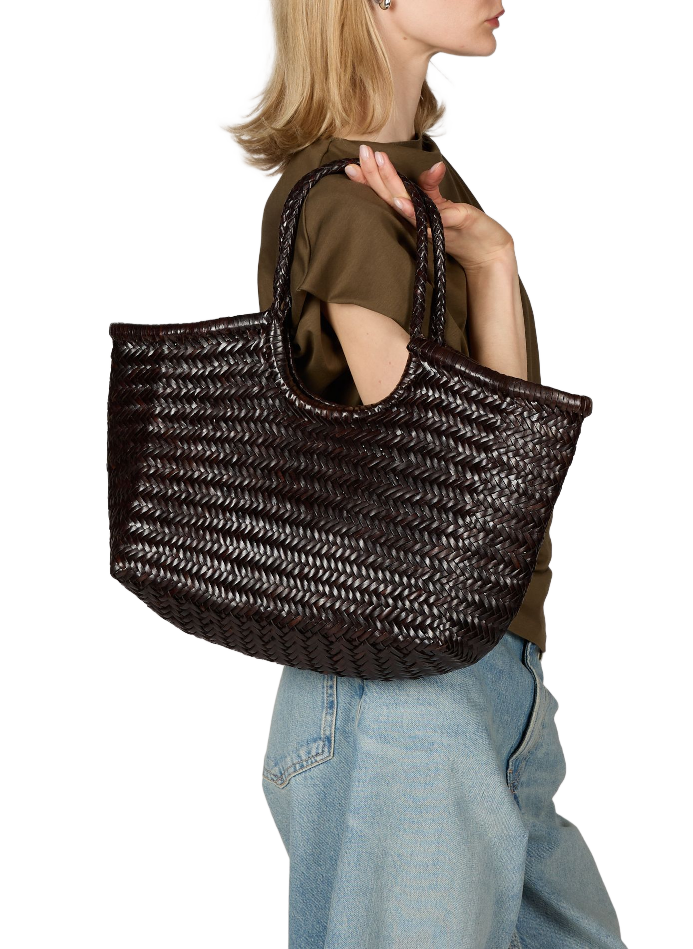 Lederen shopper tas DRAGON DIFFUSION Bruin