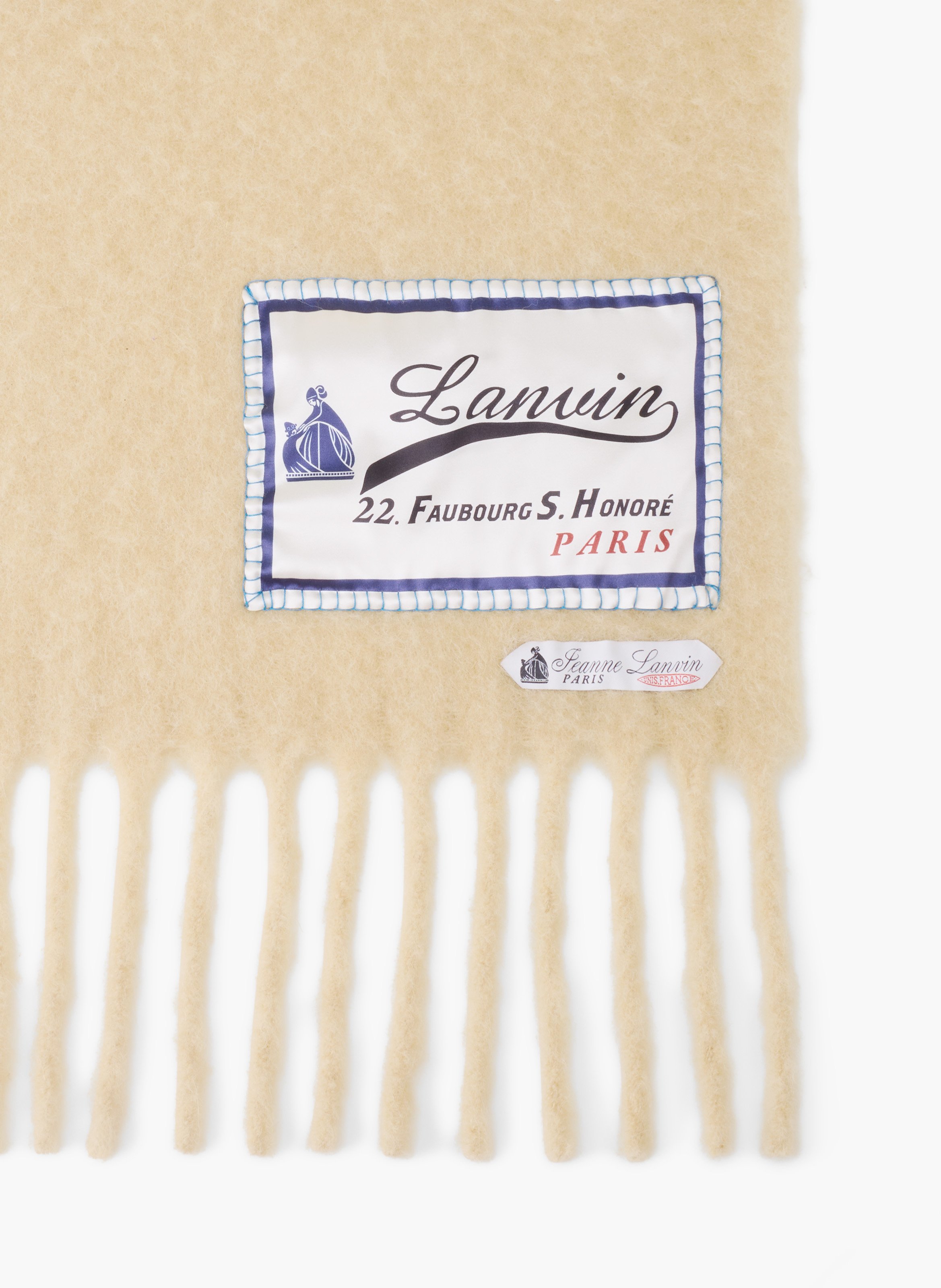 Écharpe à franges étiquette 22 faubourg en laine LANVIN Beige