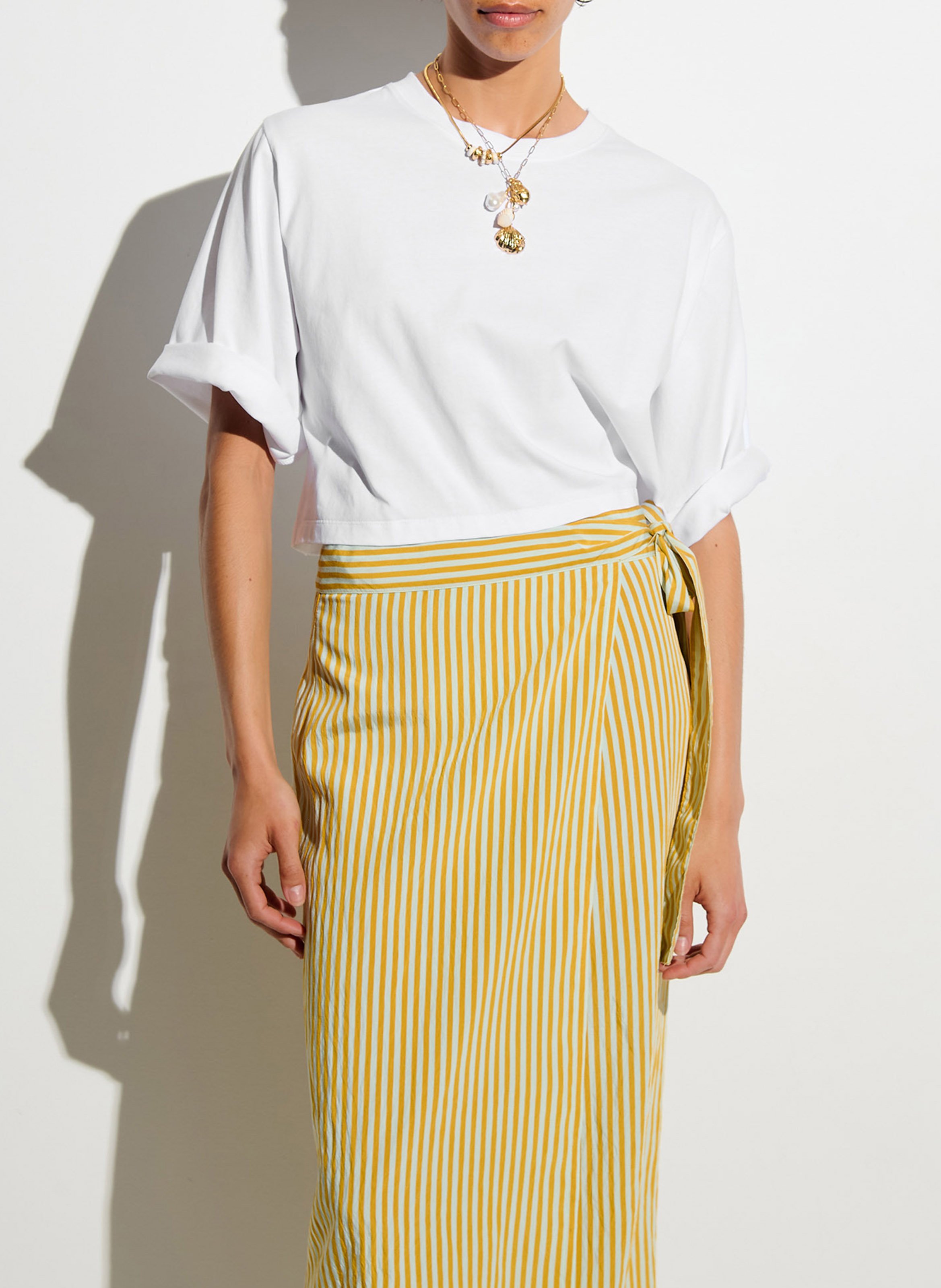 Jupe longue portefeuille rayée love st SESSUN Jaune