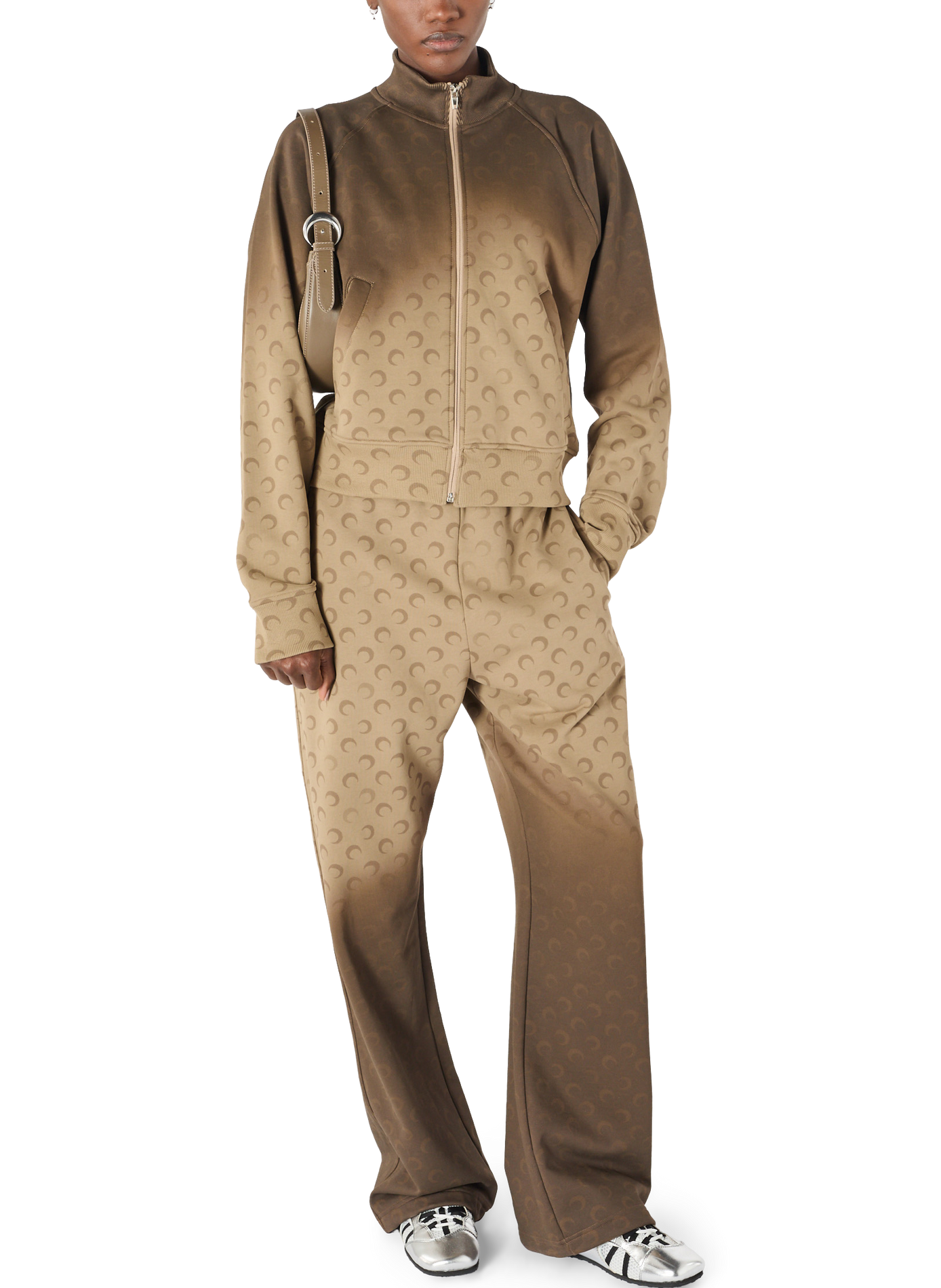 Faded moon zipped sweatshirt organic cotton unisex MARINE SERRE Beige