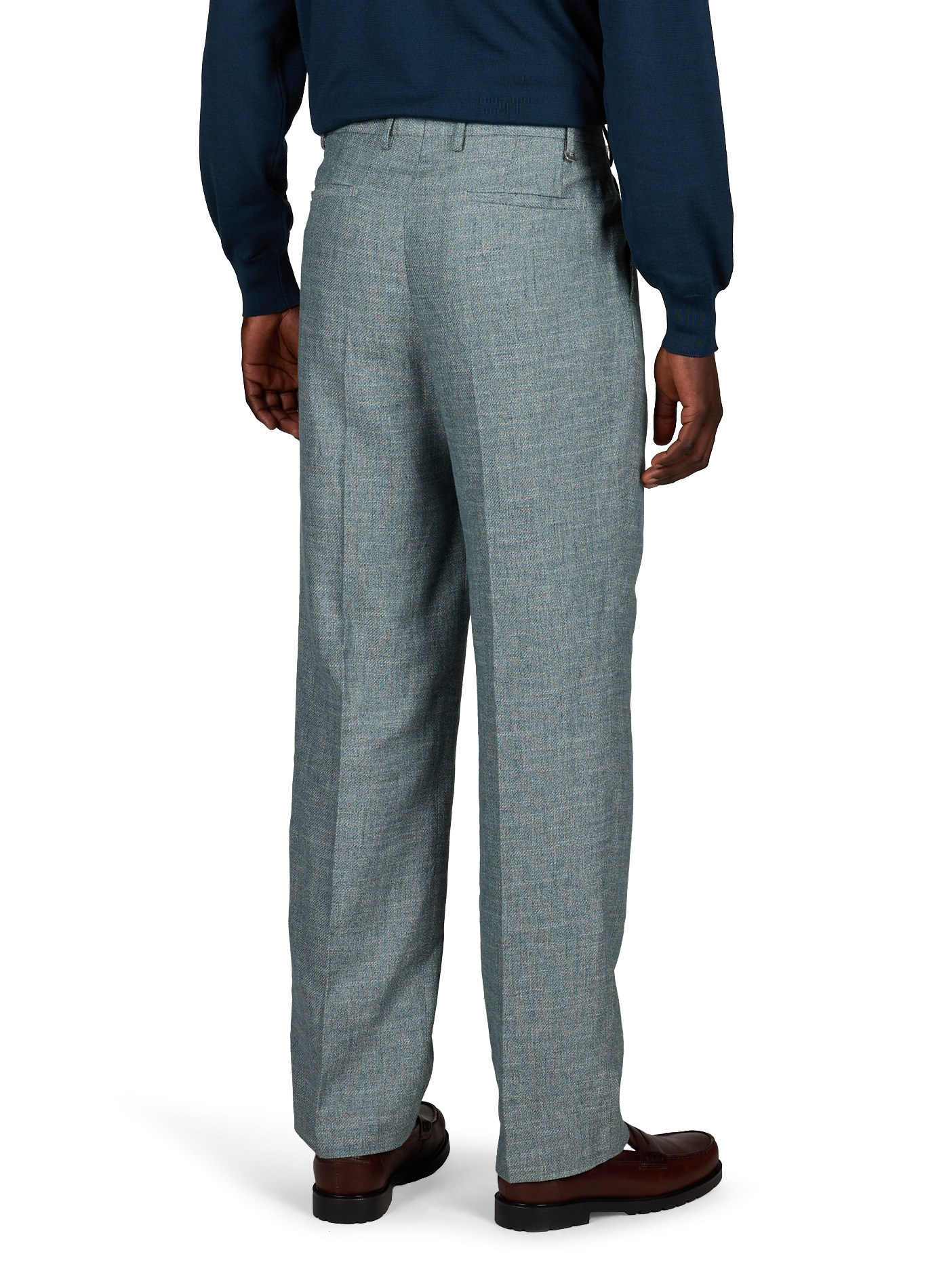 Pantalon à plis en coton et lin texturé PT01 Vert