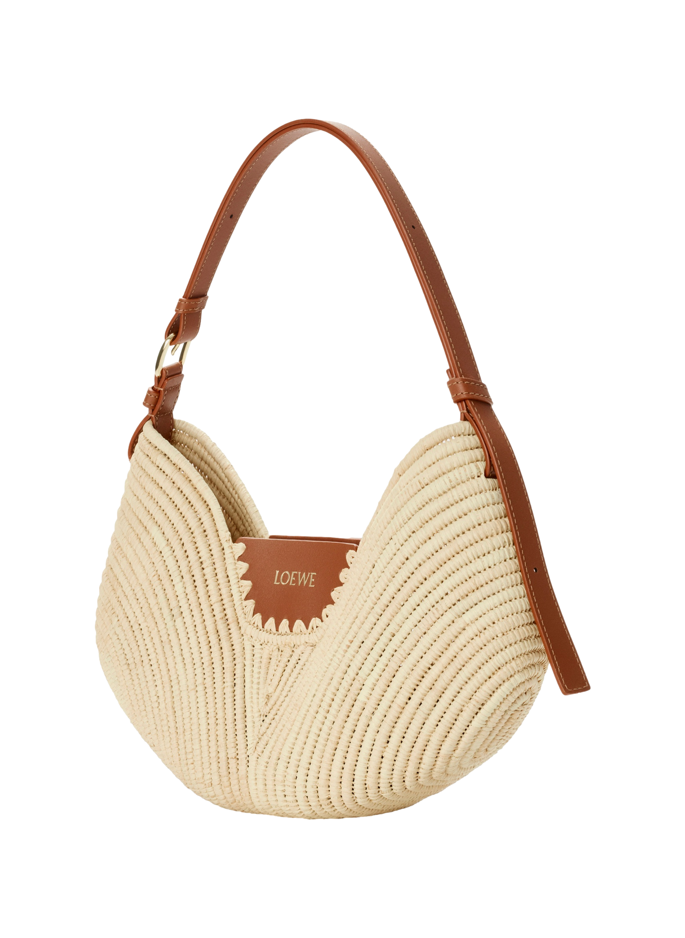 Loewe Swing medium tas van raffia en kalfsleer LOEWE Beige