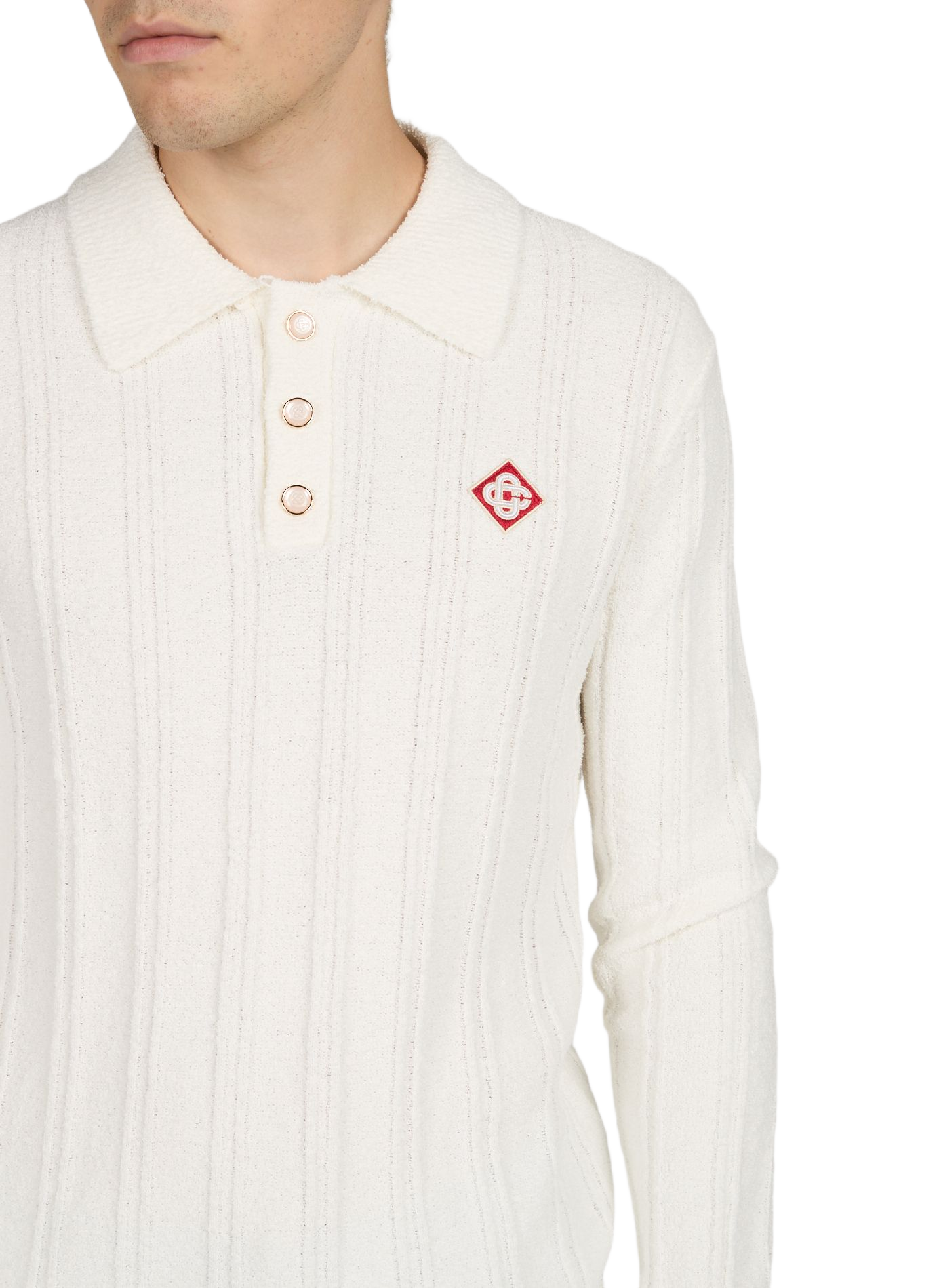 Polo droit en coton mélangé CASABLANCA PARIS Blanc