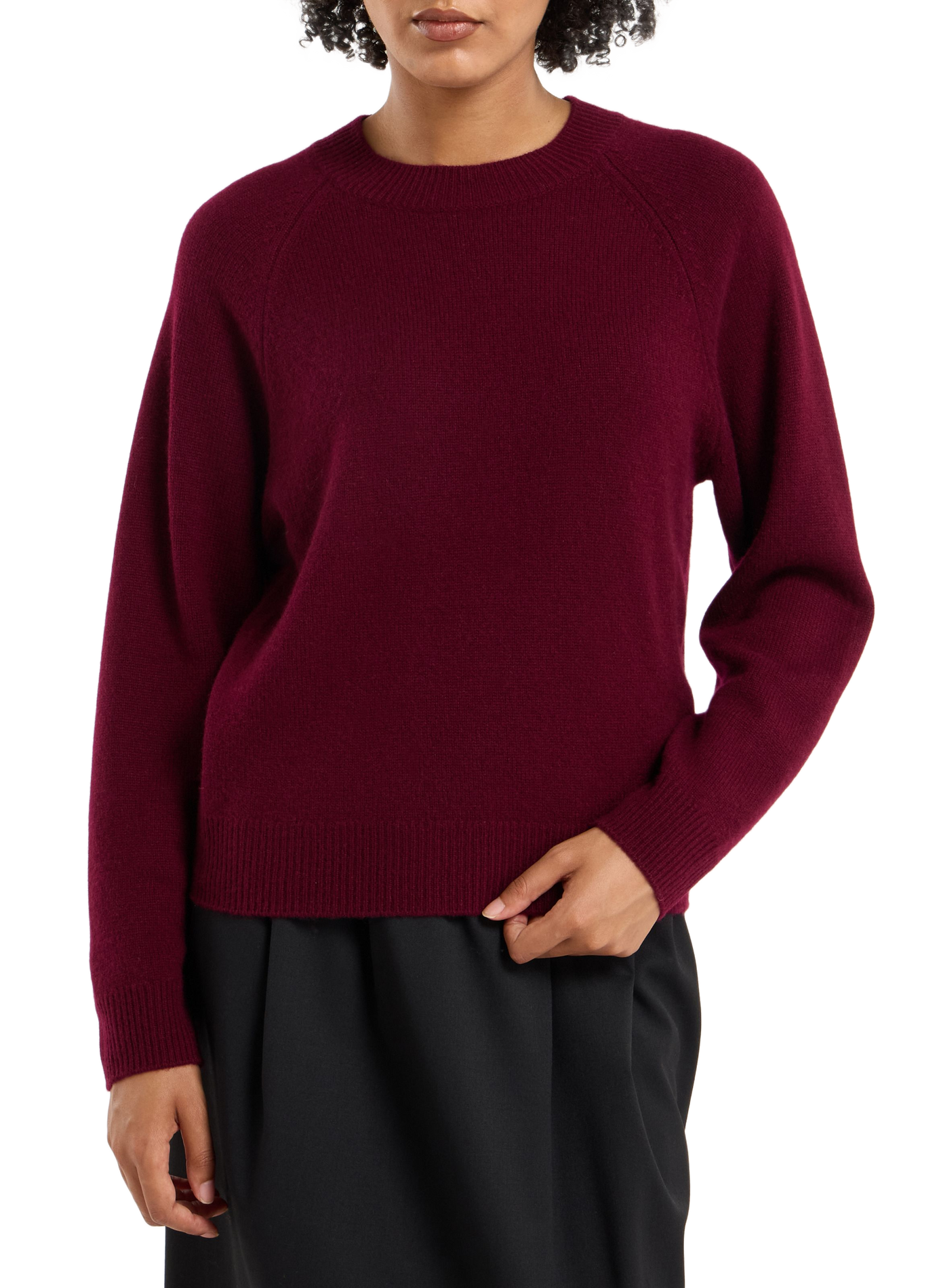 Cashmere round neck straight cut sweater SAISON 1865 Red