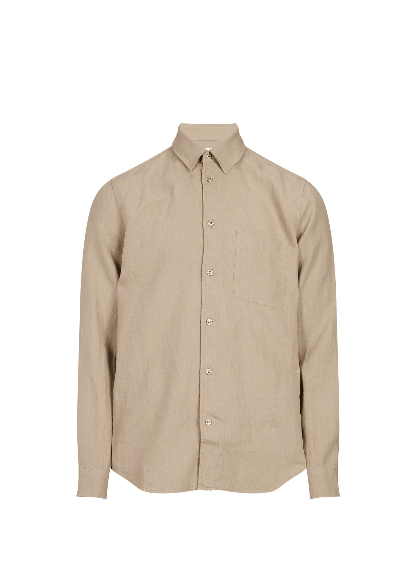 Straight solid linen shirt with long sleeves SAMSOE SAMSOE Beige