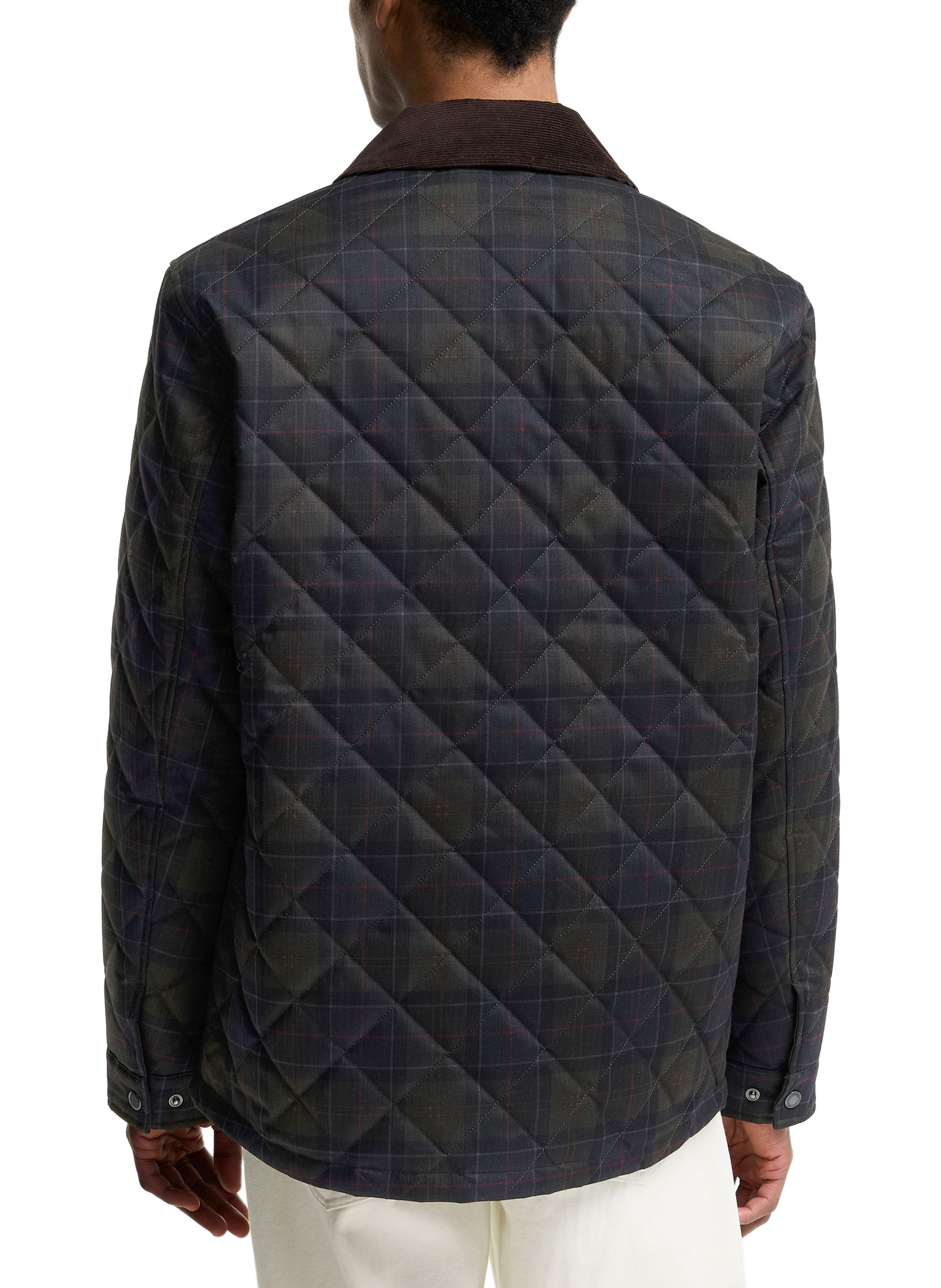 Straight quilted jacket with classic collar in check pattern BARBOUR Multicolour