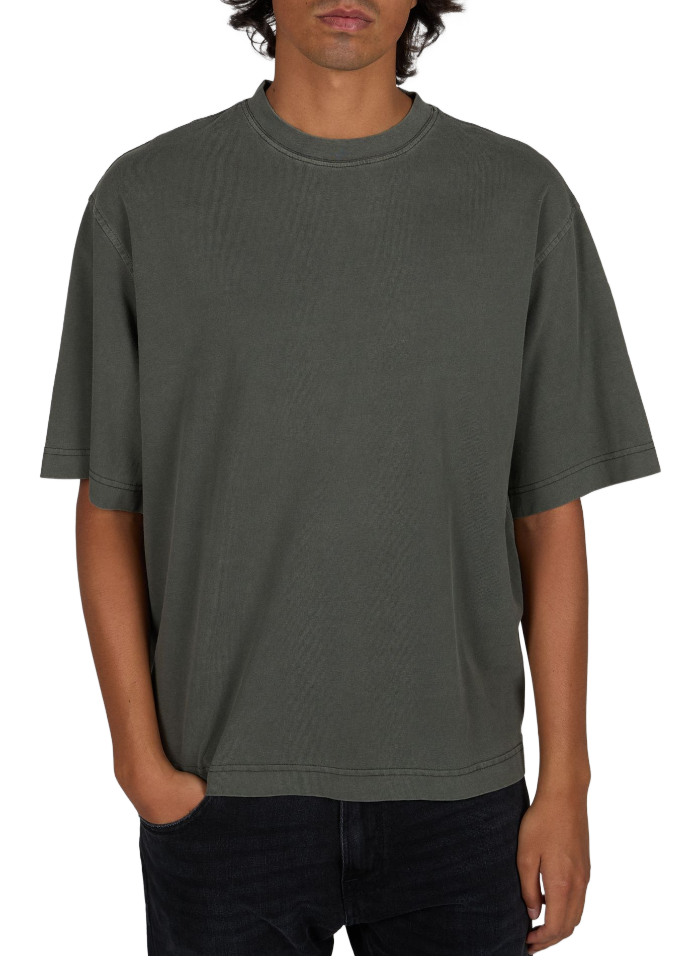 Tee-shirt oversize col rond en coton SELECTED Gris