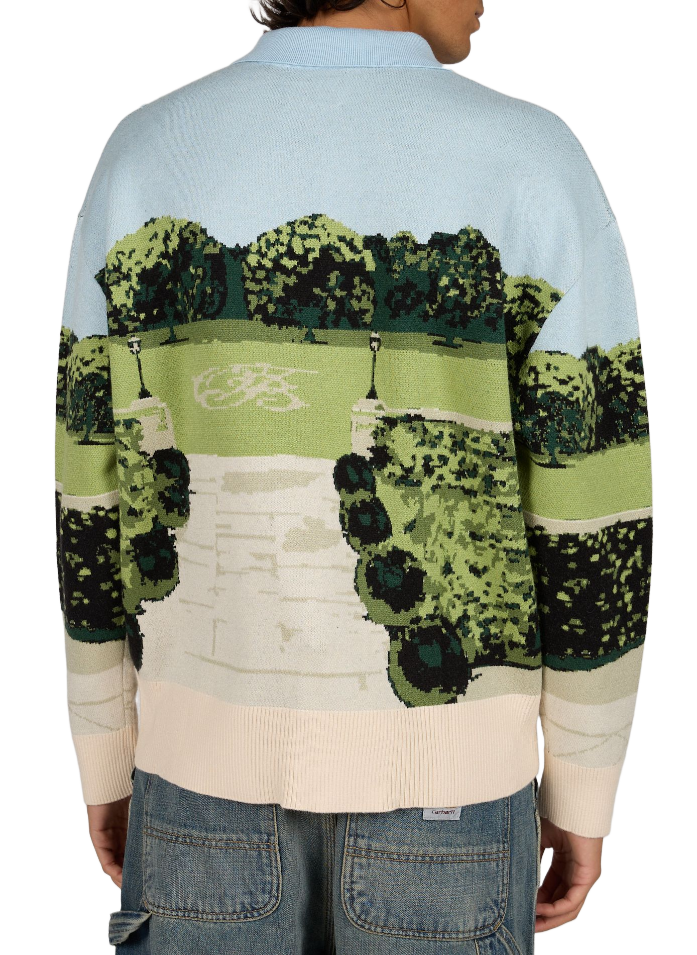 Printed long sleeve polo ONLY THE BLIND Blue