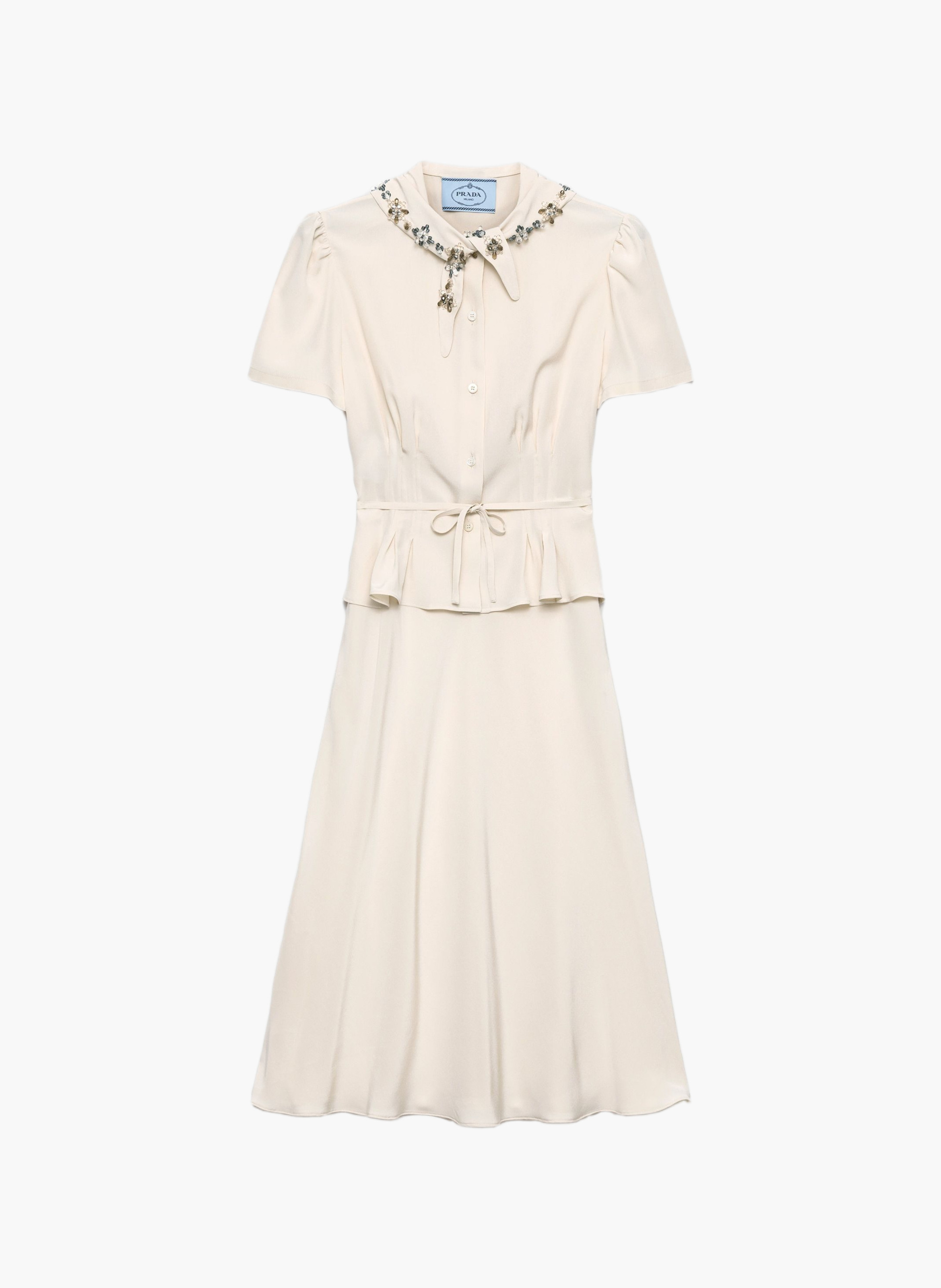 Robe en marocain brodé PRADA Beige