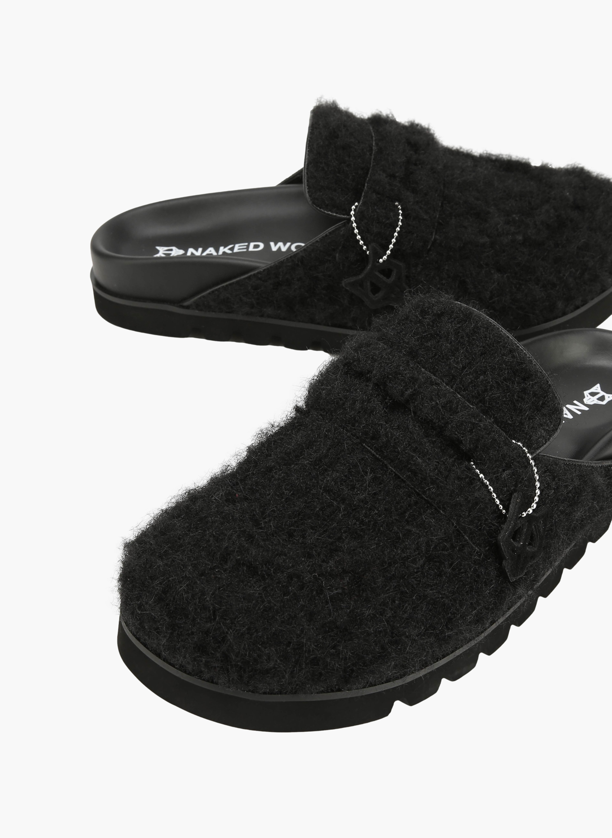 Mules cord en laine NAKED WOLFE Noir
