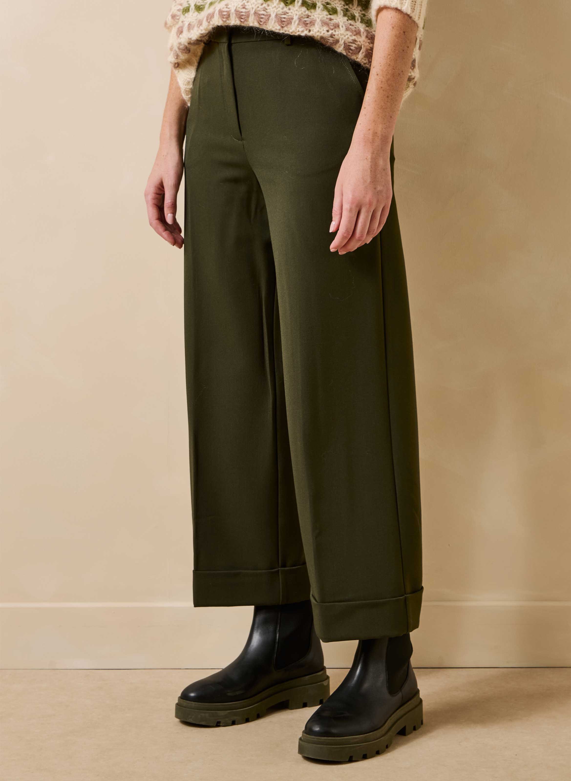 Wijde hoge taille broek LA FEE MARABOUTEE Groen