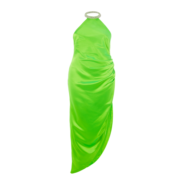 Retroféte Satin Maxi Dress In Green