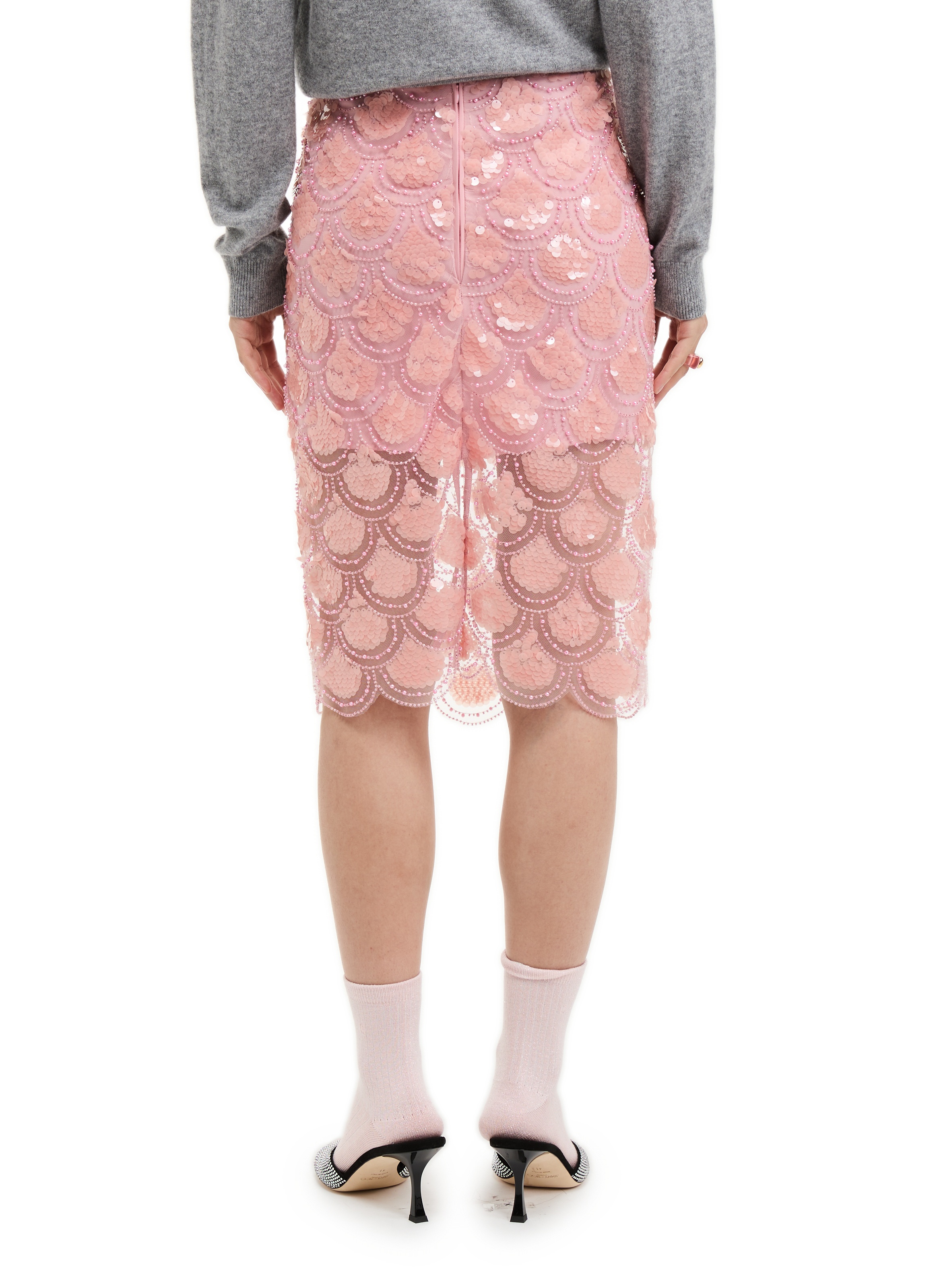 Jupe à sequins  ROTATE Rose