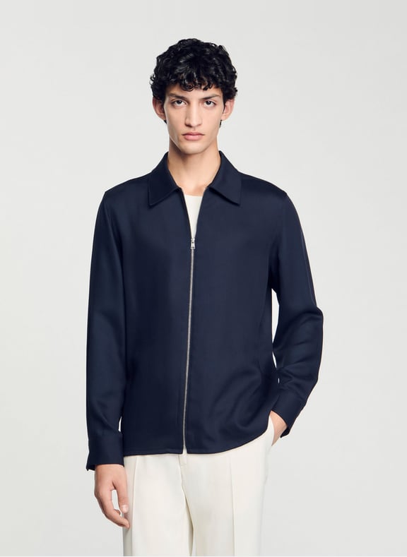 Veste fine droite col classique Bleu by SANDRO SANDRO Veste fine droite col classique Bleu