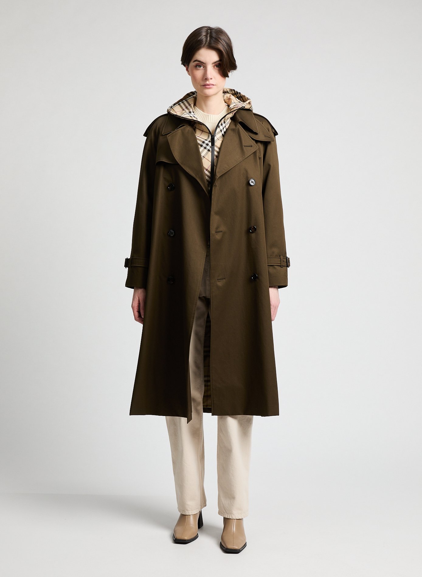 Long straight cotton trench coat BURBERRY Khaki
