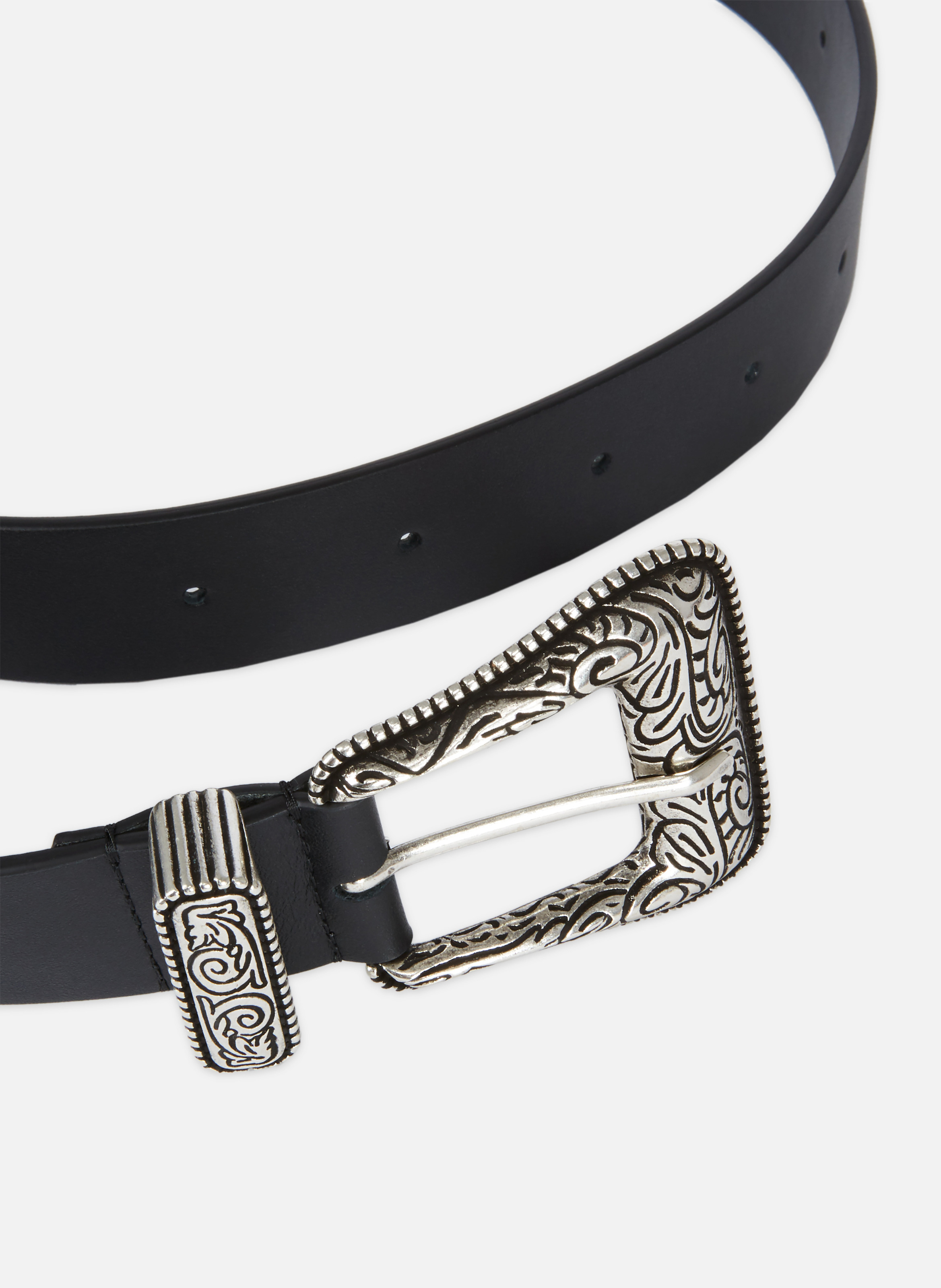 Ceinture en cuir boucle western unisexe THE KOOPLES Noir