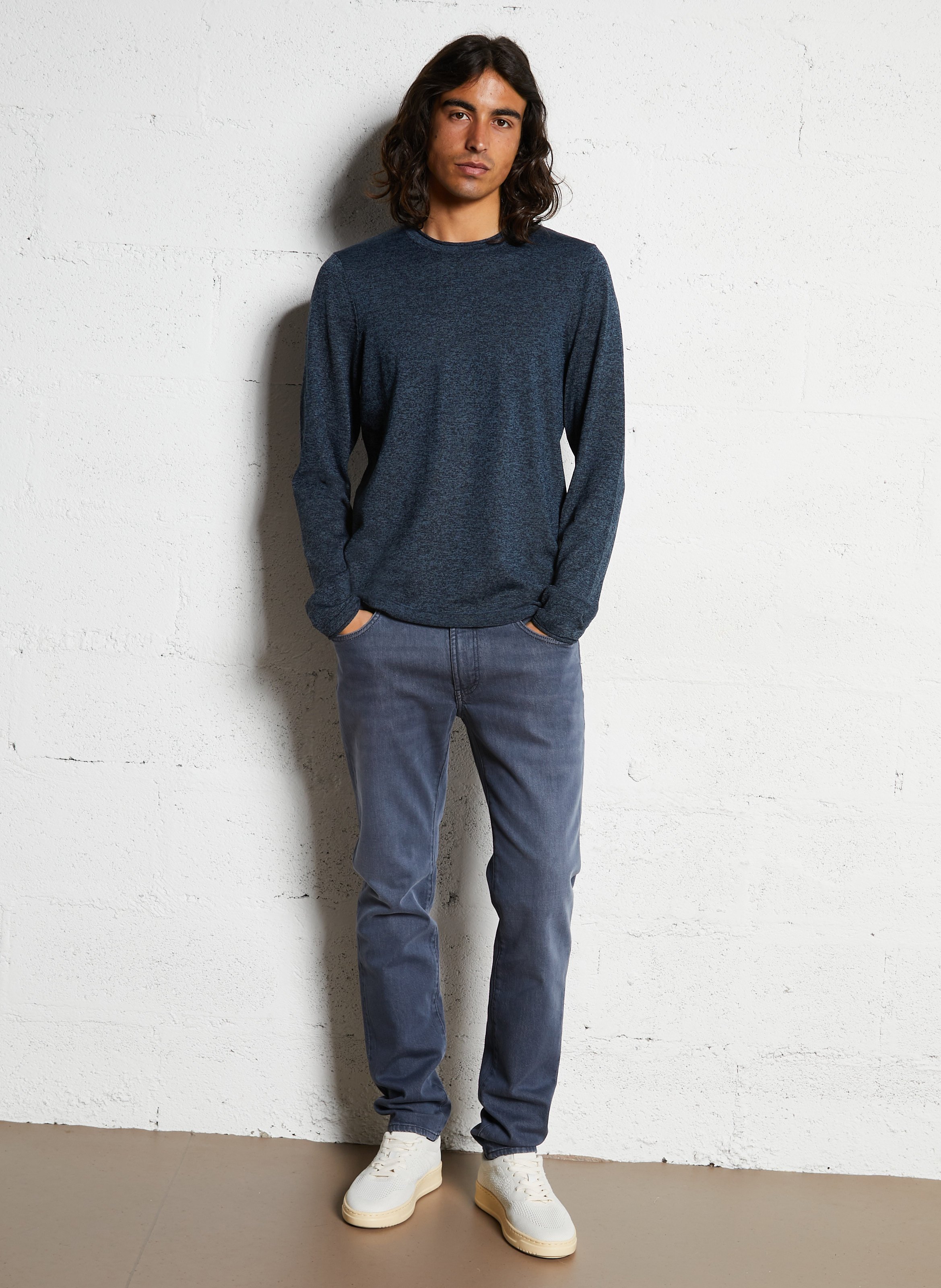 Pull droit en maille IKKS Bleu