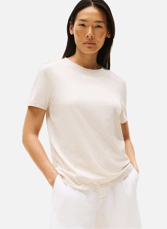 Classic Cotton T-Shirt Beige by TOMMY HILFIGER TOMMY HILFIGER Classic Cotton T-Shirt Beige