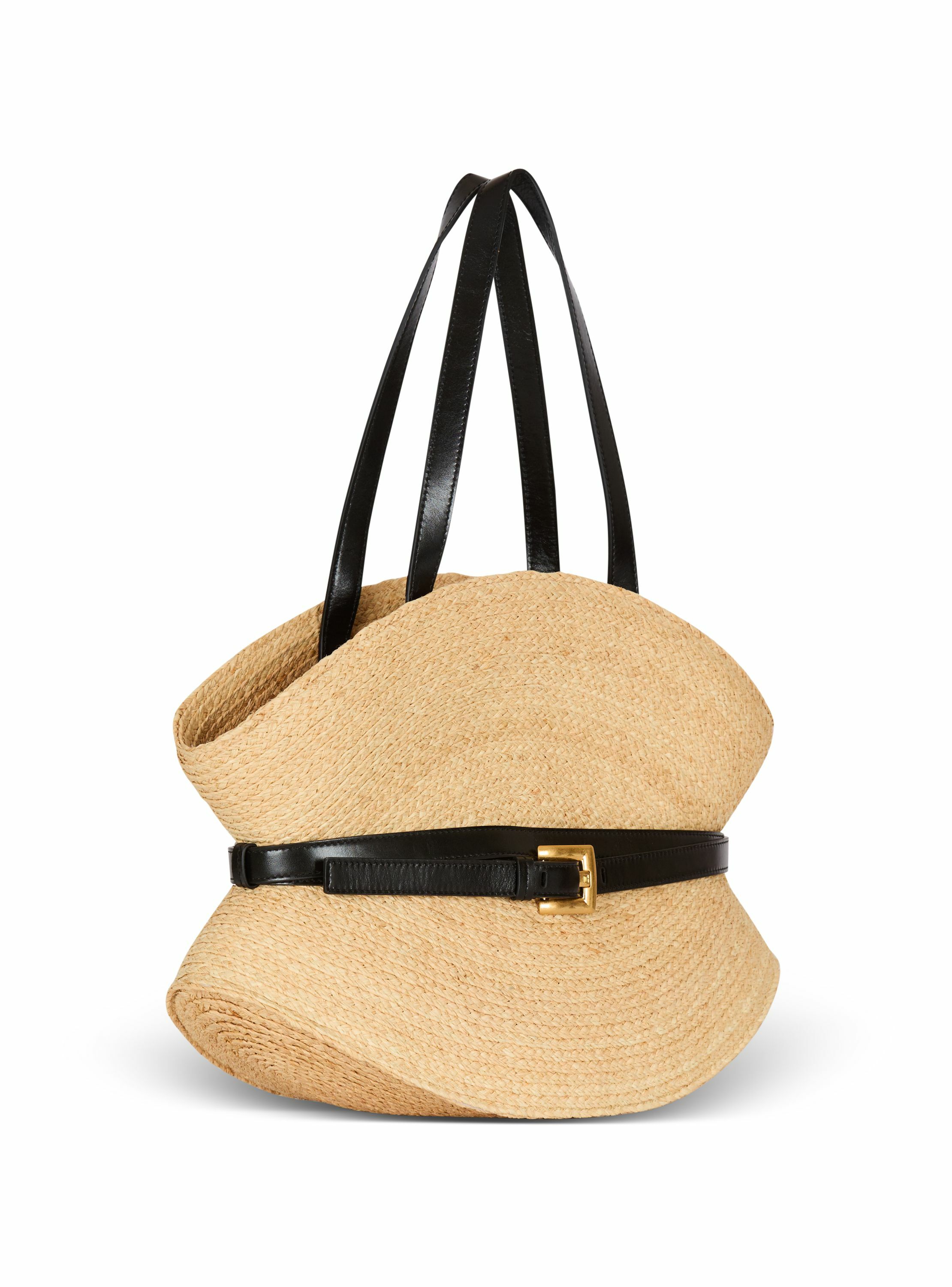 Sac shuffle medium en raphia BALMAIN Marron