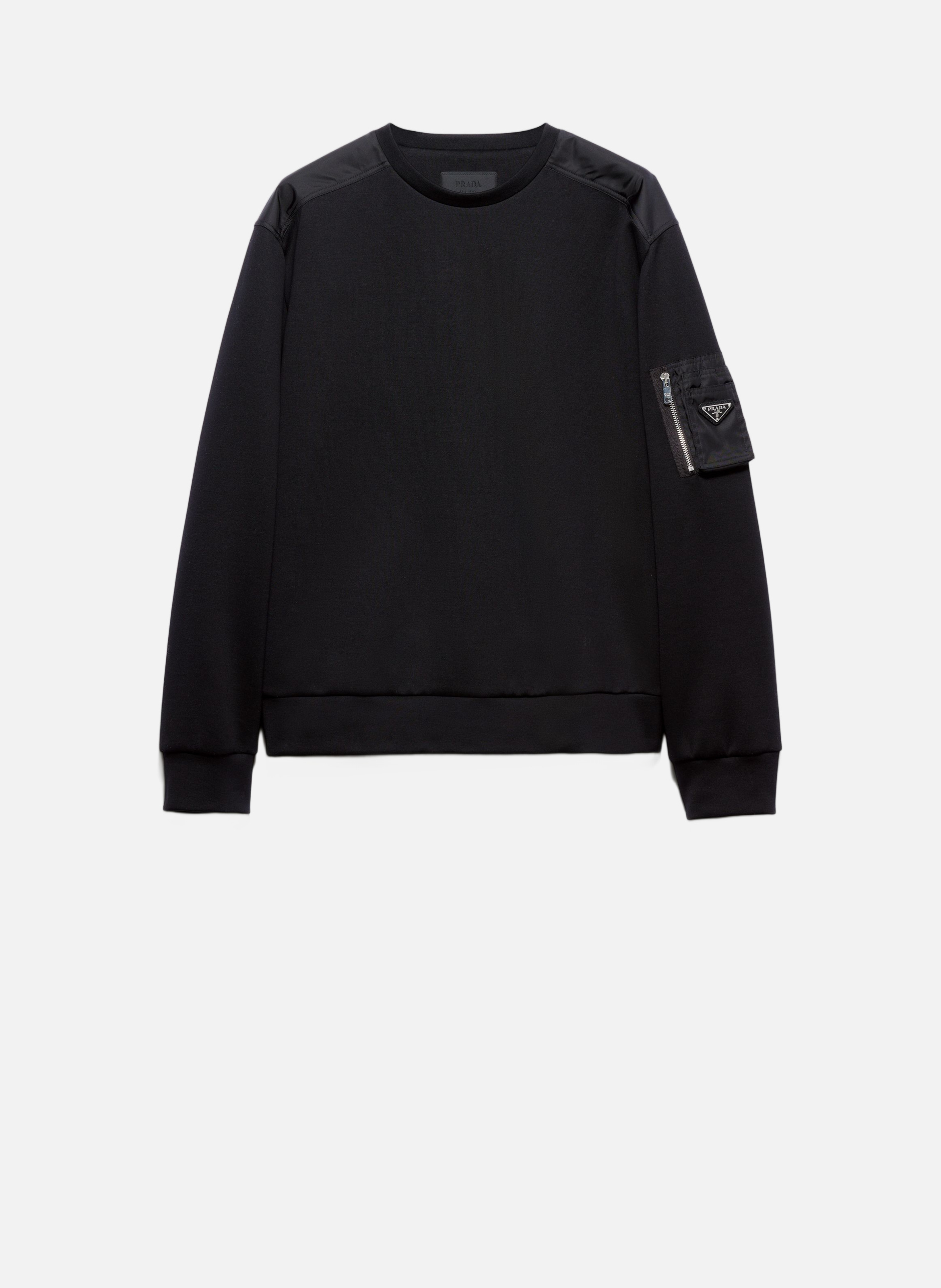 Sweat-shirt en coton molletonné et re-nylon PRADA Noir