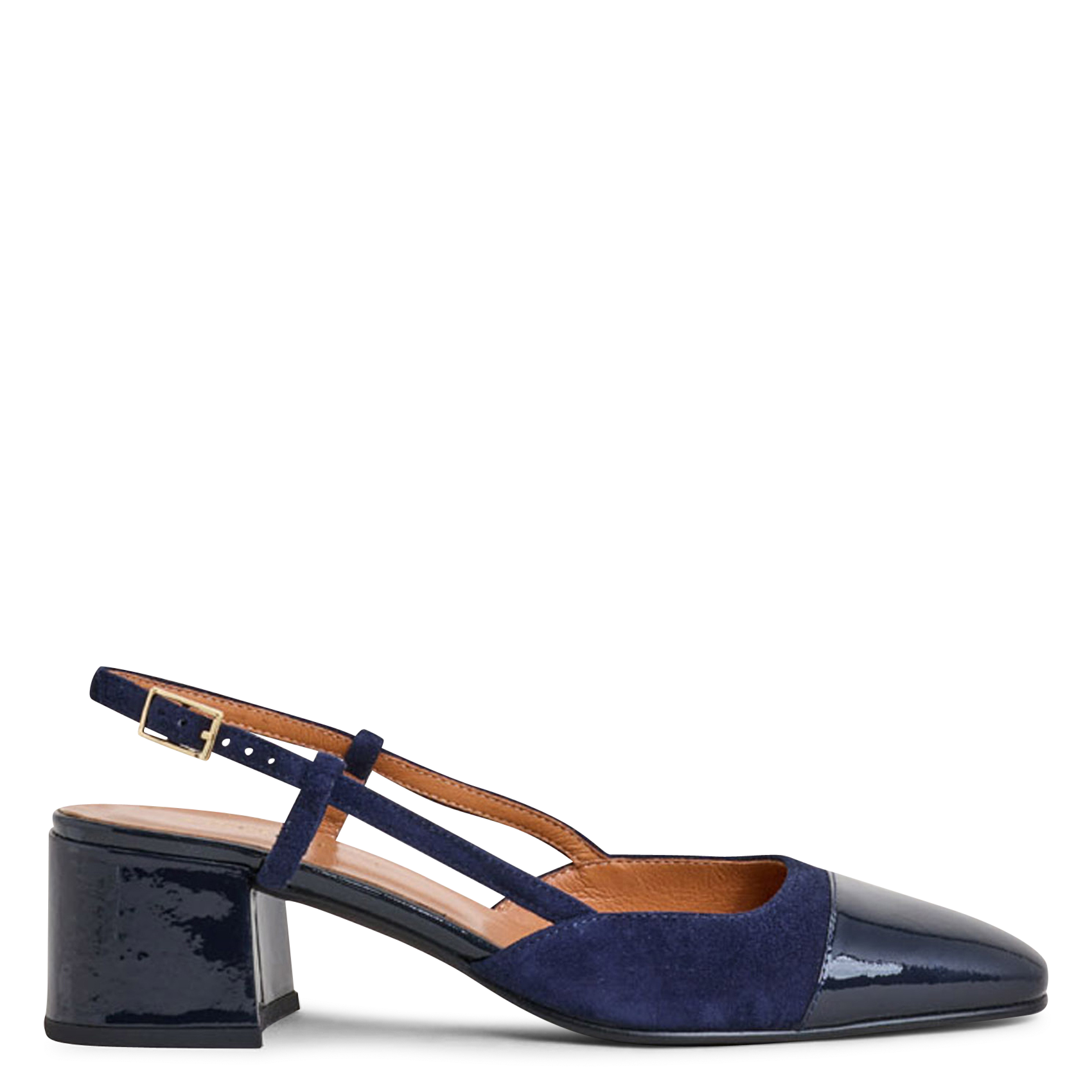 Slingbacks en cuir bi-Matière dhapopy Bleu Jonak Femme