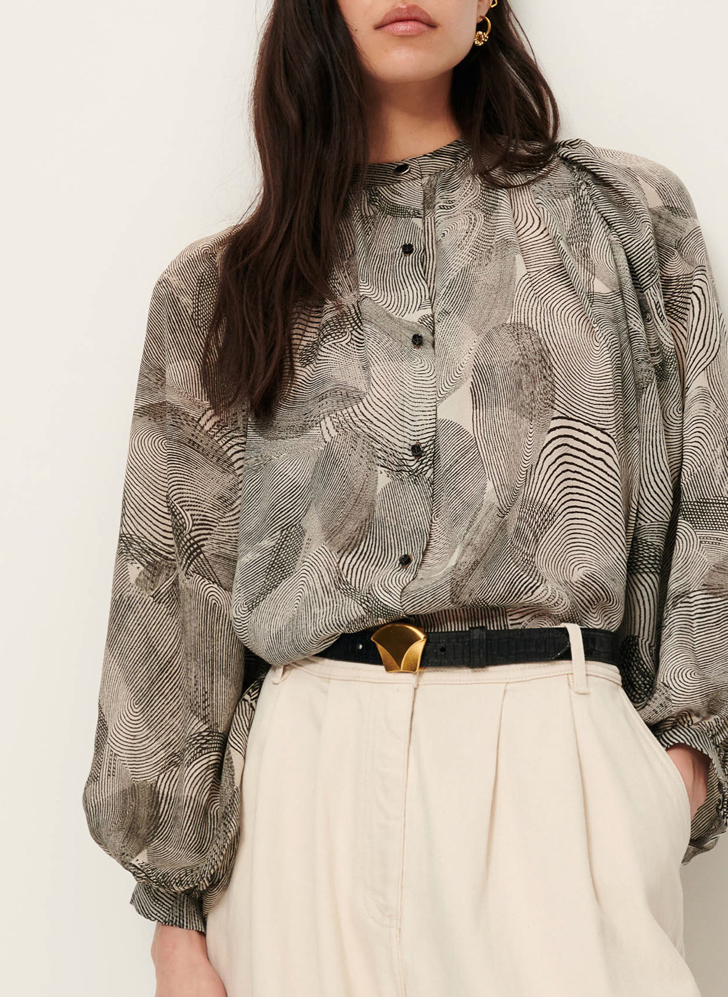 Blouse froncée à motifs en soie salva SESSUN Multicolore