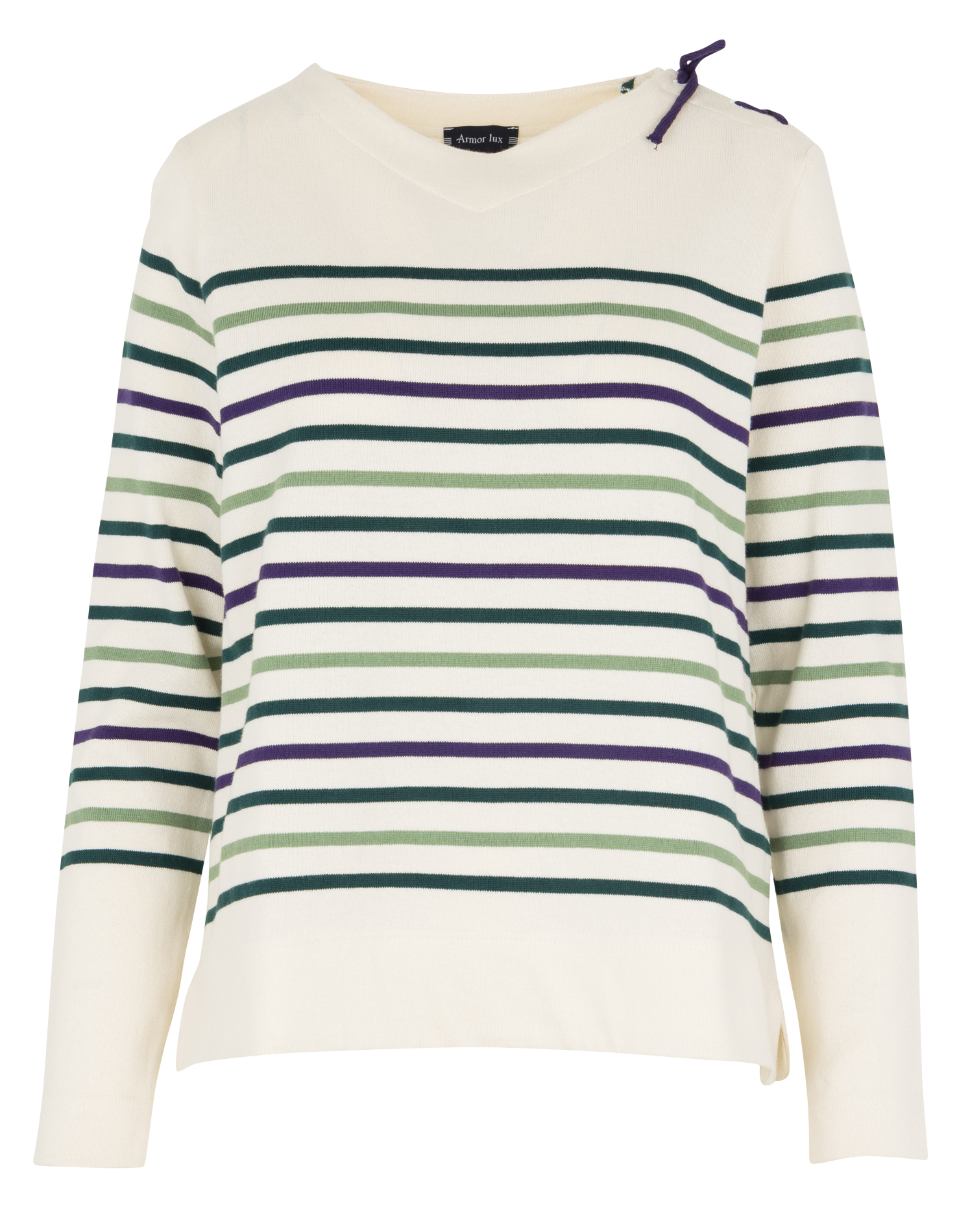 Top manches longues à rayures en coton ARMOR-LUX Beige