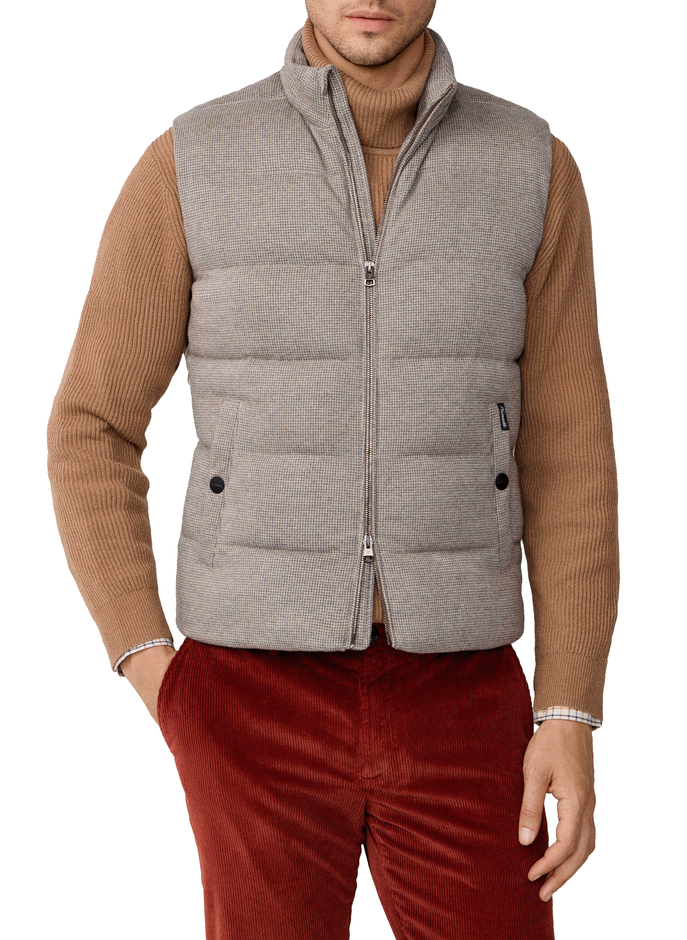 FACONNABLE Veste sans manche matelassée à motif pied-de-poule Brown