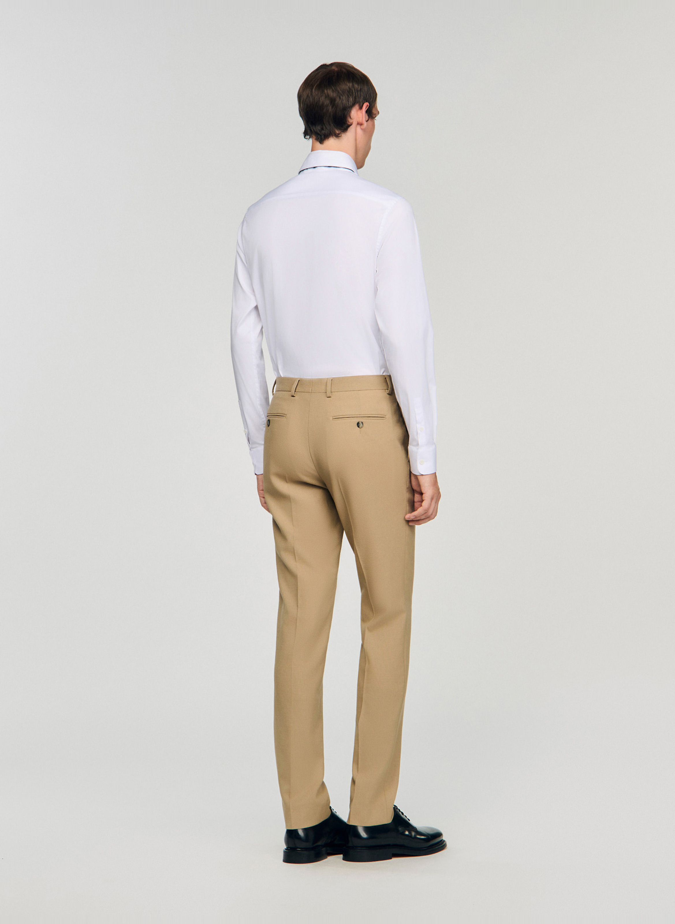 Pantalon de costume en laine SANDRO Beige