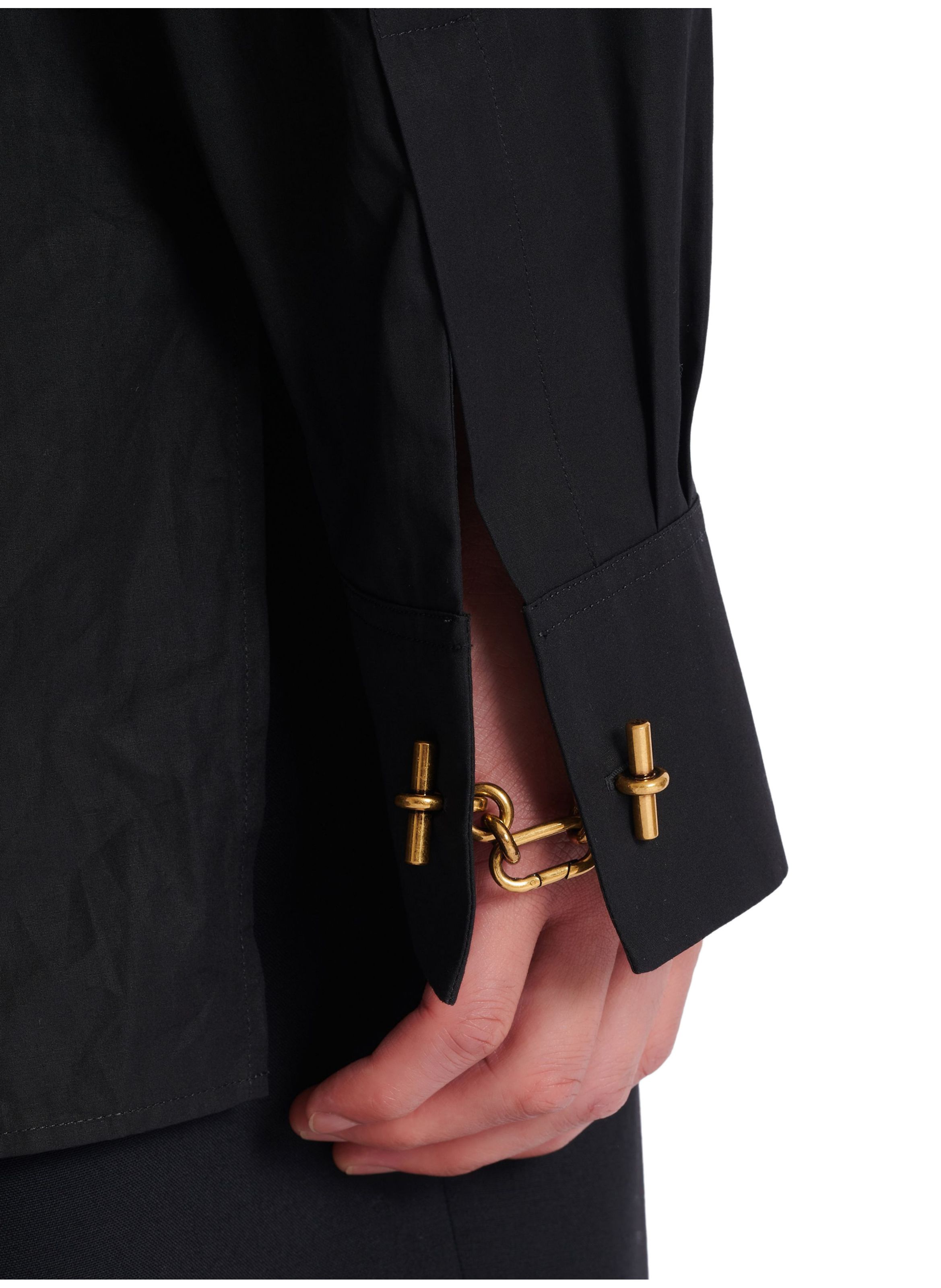 Chemise asymétrique en popeline BALMAIN Noir