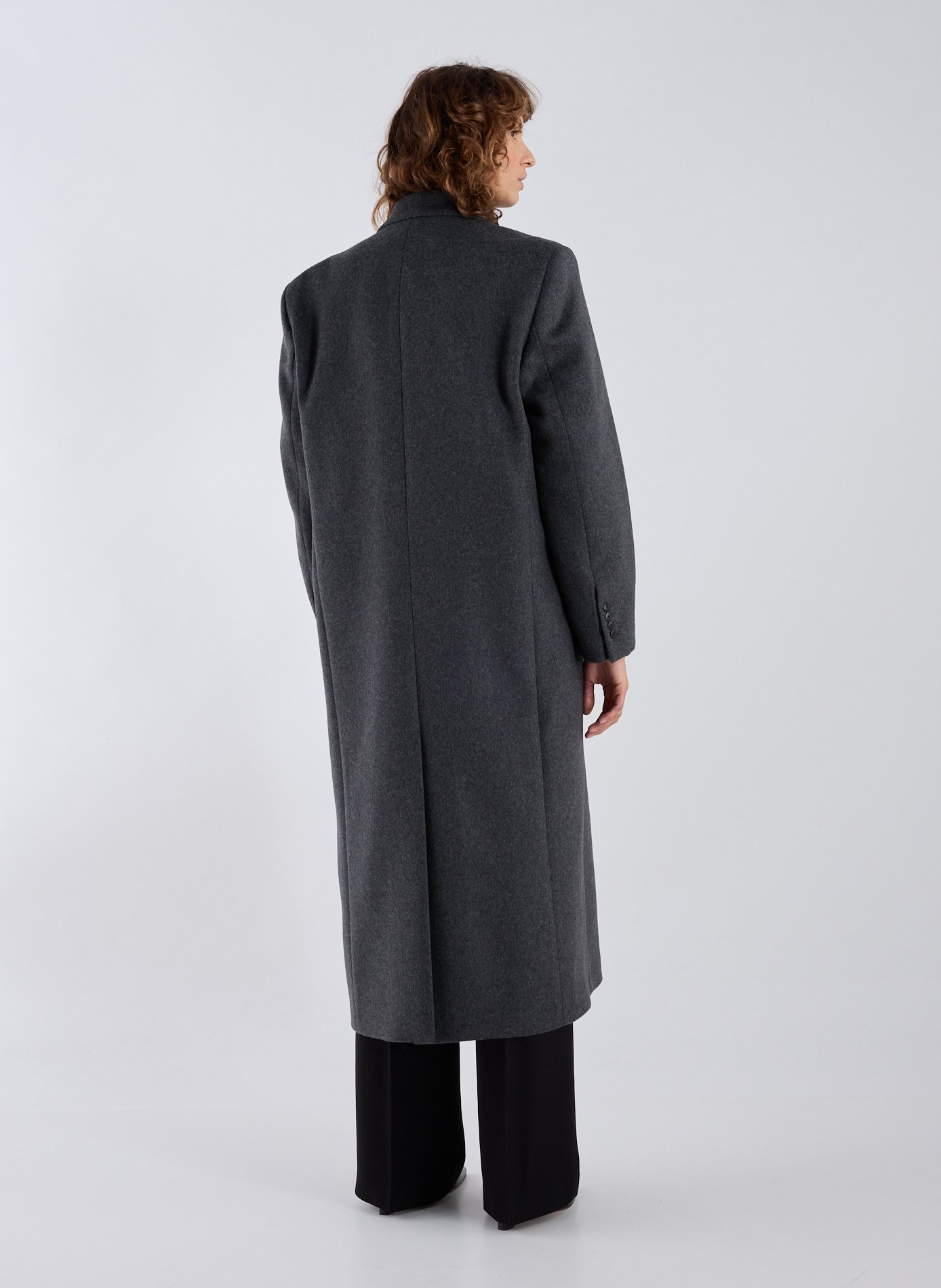 Fitted long coat in blended wool ROHE FRAMES Grey