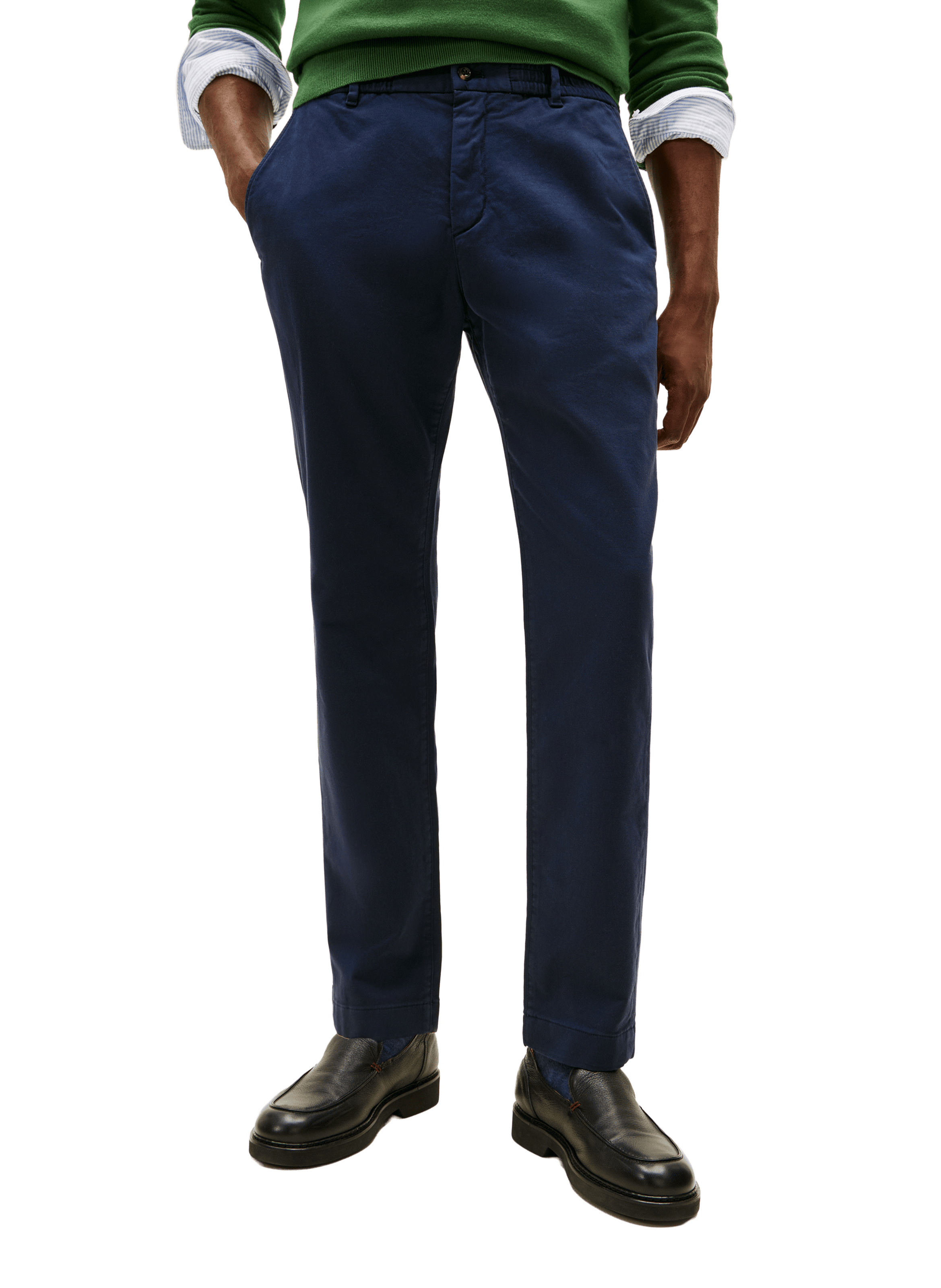 Pantalon slim en coton TOMMY HILFIGER Bleu