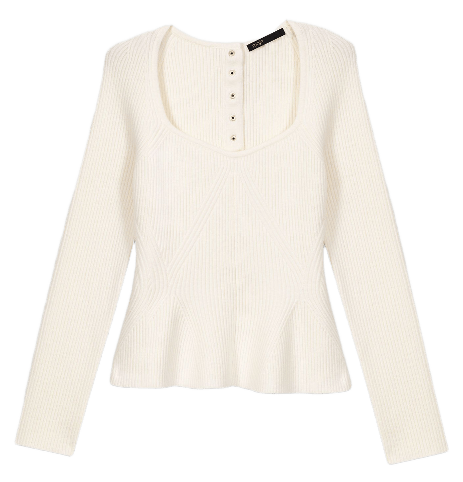 Pull col carré MAJE Beige