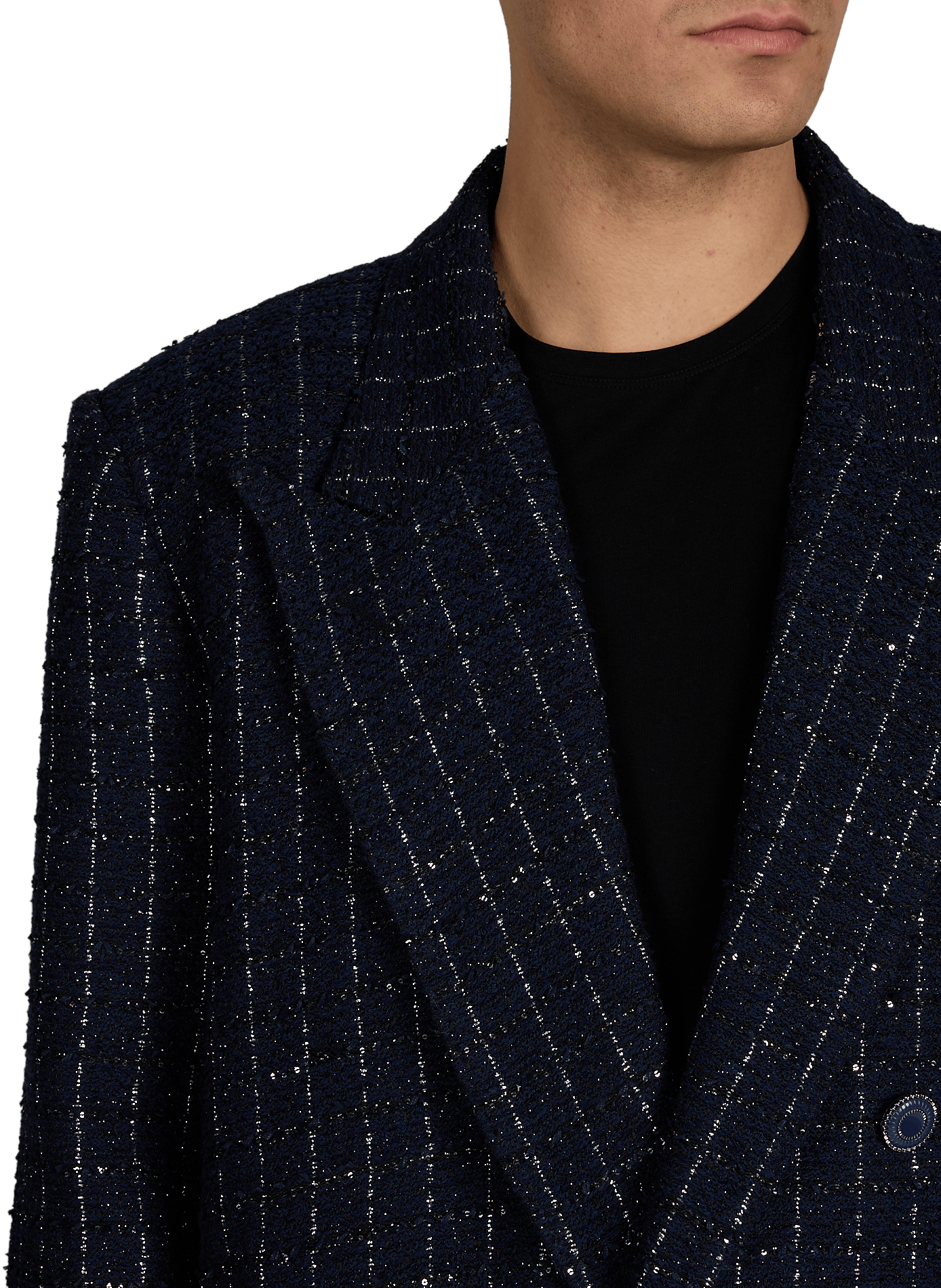 Long checkered coat in blended cotton BENJAMIN BENMOYAL Blue
