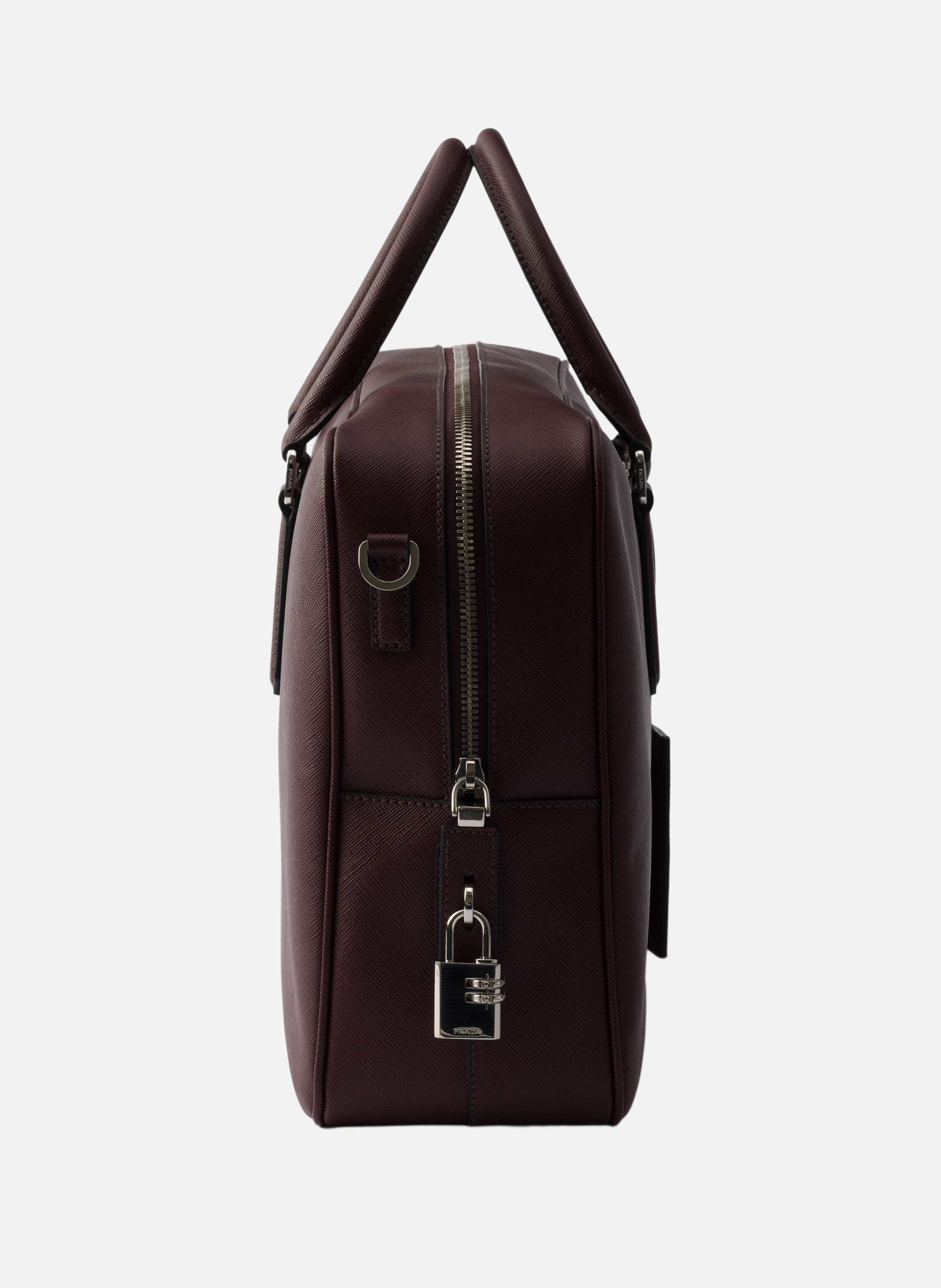Mallette en cuir saffiano PRADA Rouge