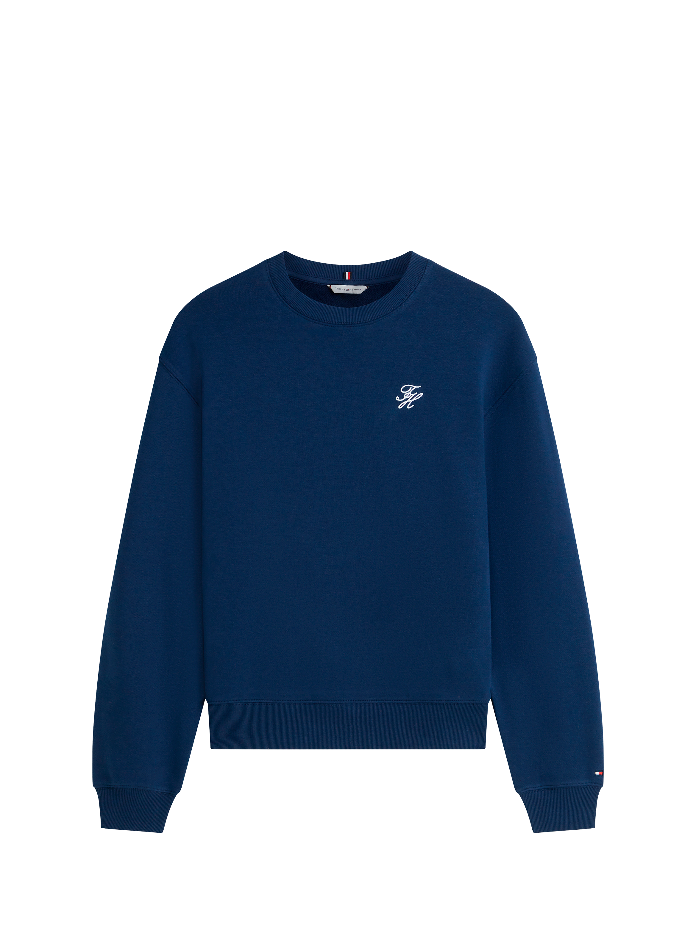 Sweat droit brodé en coton mélangé TOMMY HILFIGER Bleu