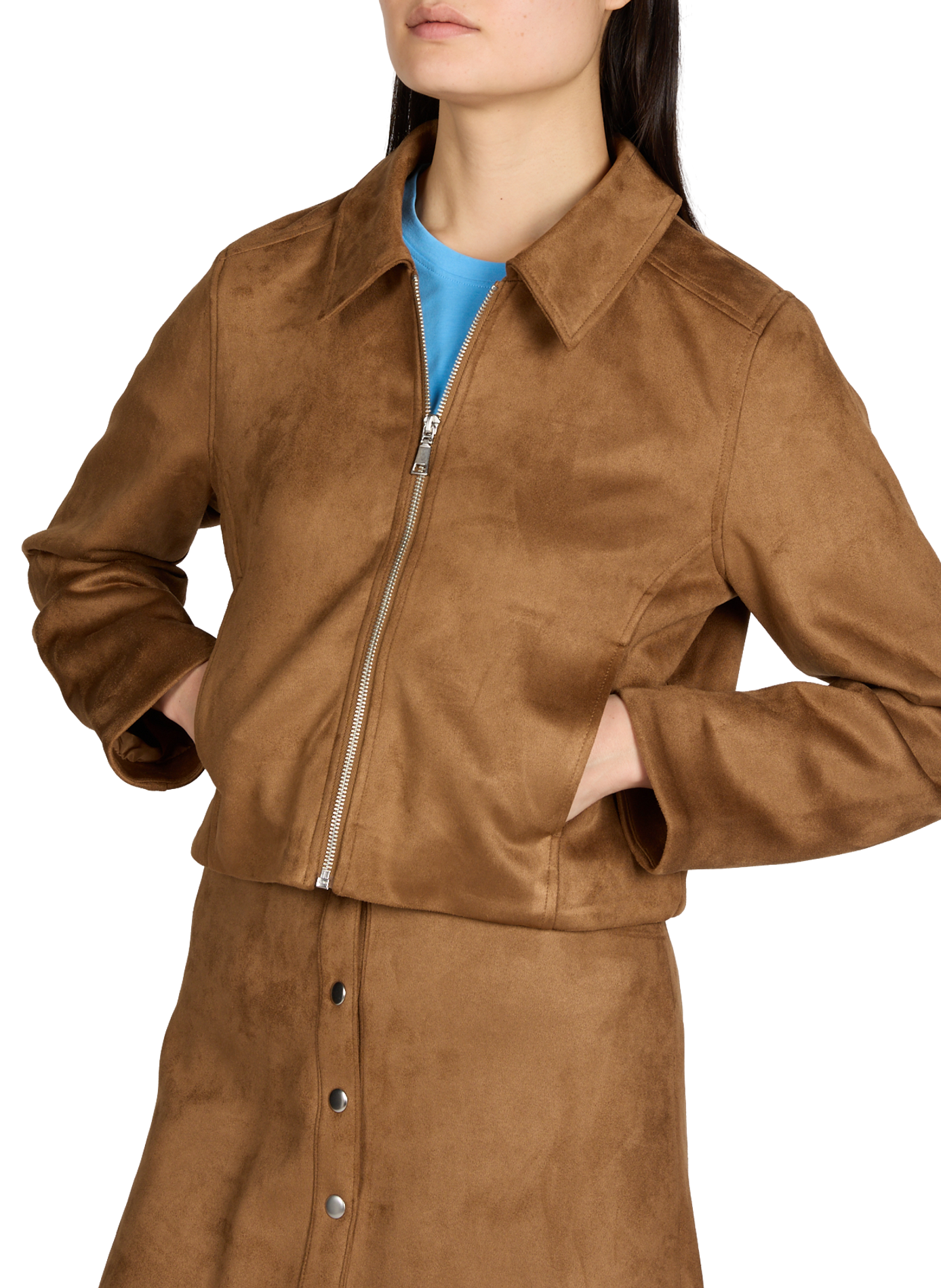 Short suede effect jacket VILA Brown